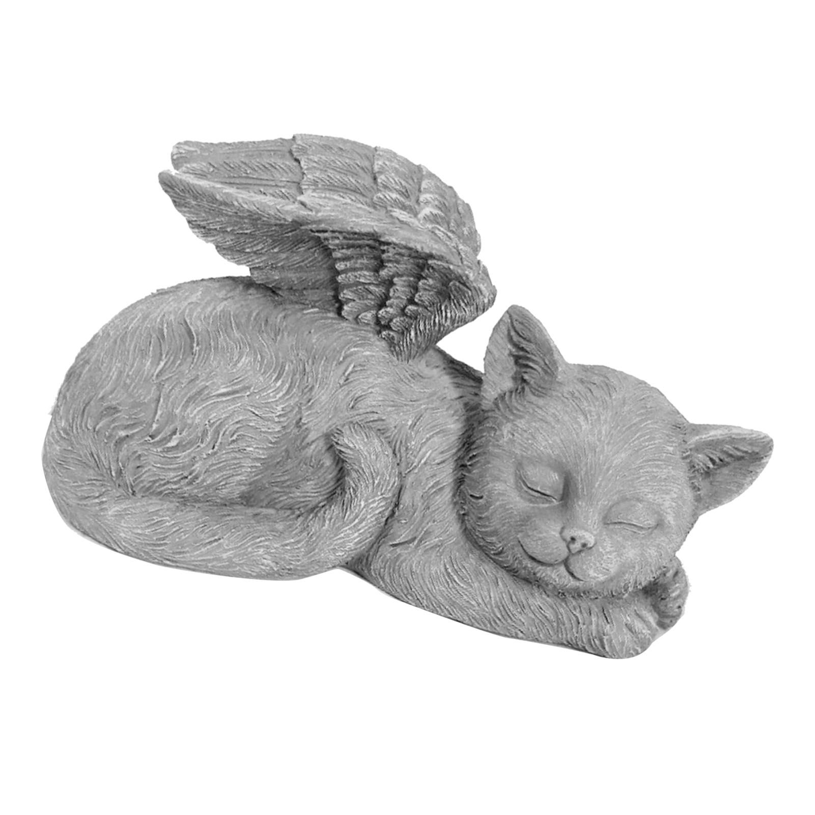Pet Memorial Statue Resin Sleeping Pet Angel Garden Sculpture for Pet Memorial Gravestone Ornament Angel Cat - Image 2