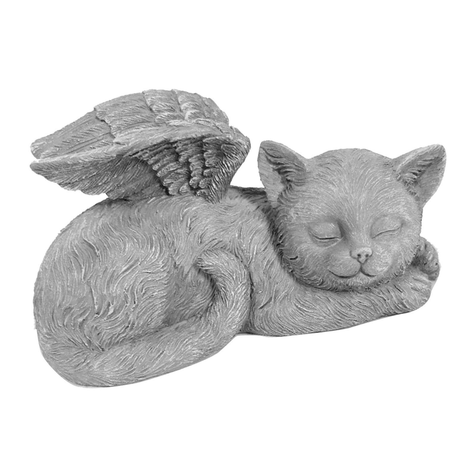 Pet Memorial Statue Resin Sleeping Pet Angel Garden Sculpture for Pet Memorial Gravestone Ornament Angel Cat - Image 3