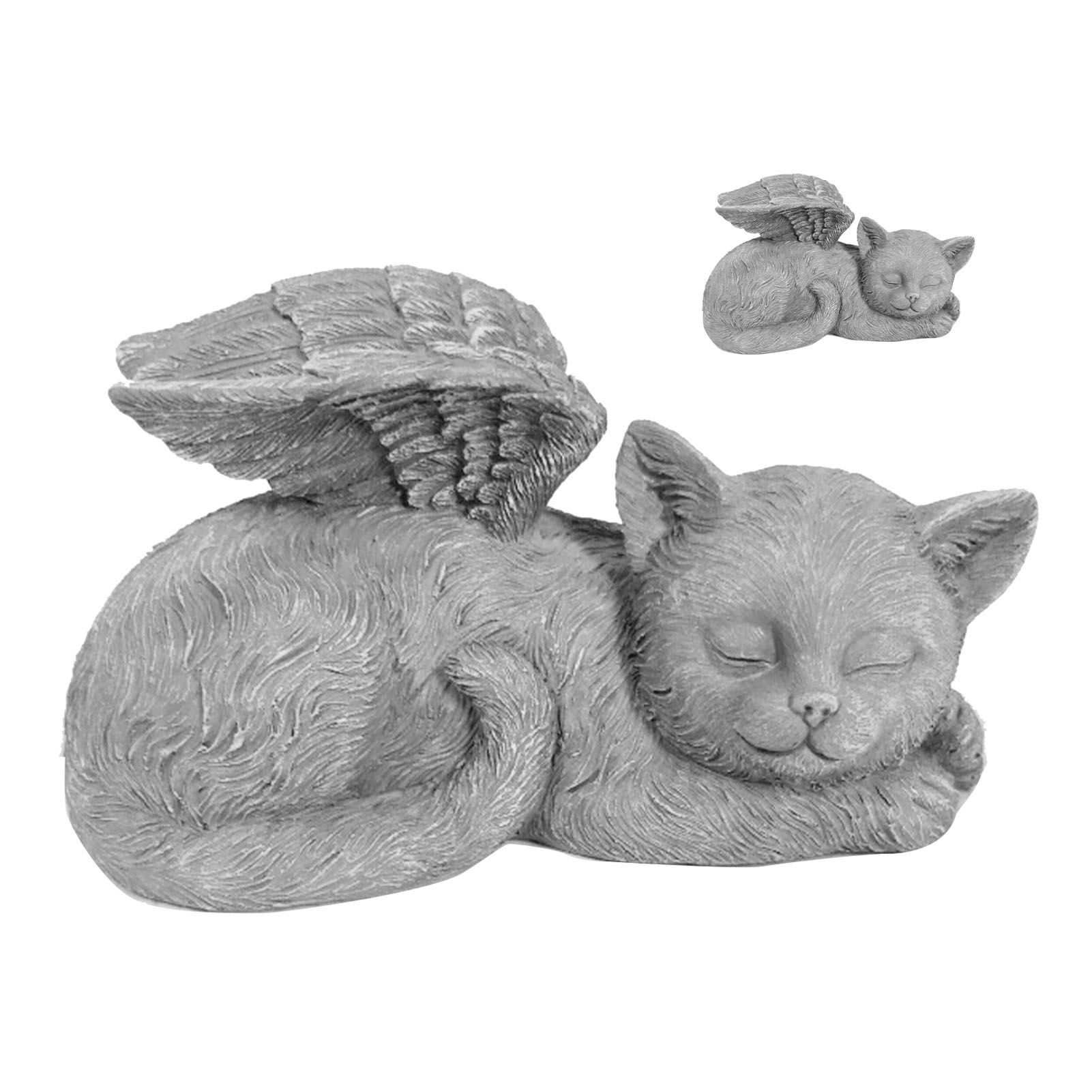 Pet Memorial Statue Resin Sleeping Pet Angel Garden Sculpture for Pet Memorial Gravestone Ornament Angel Cat - Image 4