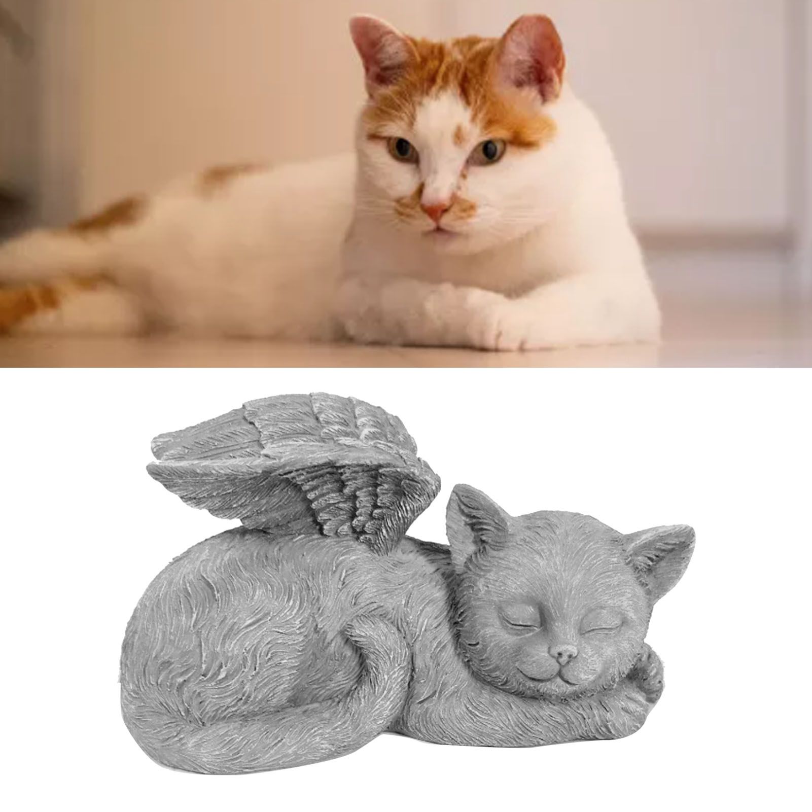 Pet Memorial Statue Resin Sleeping Pet Angel Garden Sculpture for Pet Memorial Gravestone Ornament Angel Cat - Image 5