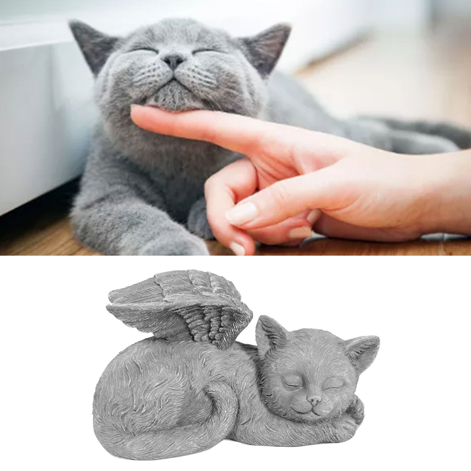 Pet Memorial Statue Resin Sleeping Pet Angel Garden Sculpture for Pet Memorial Gravestone Ornament Angel Cat - Image 6