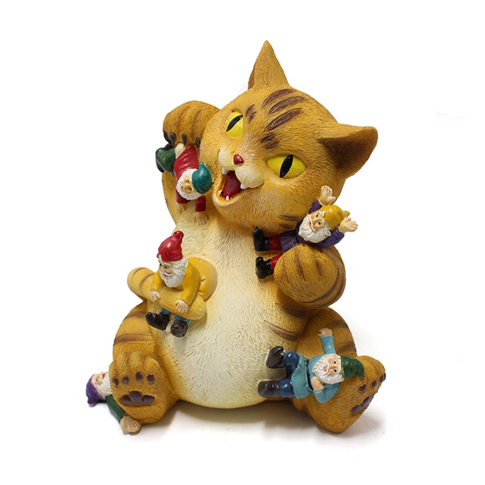 Cat Figurine Exquisite Details Texture Bright Colors Durable Resin Yellow Cat Statue for Garden Office Patio - Image 1