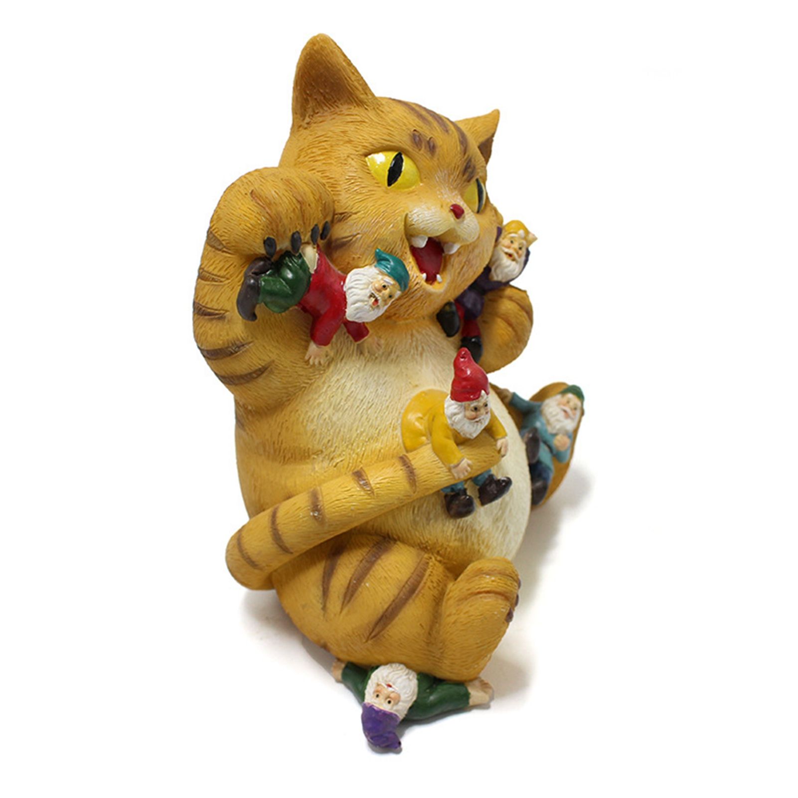 Cat Figurine Exquisite Details Texture Bright Colors Durable Resin Yellow Cat Statue for Garden Office Patio - Image 2