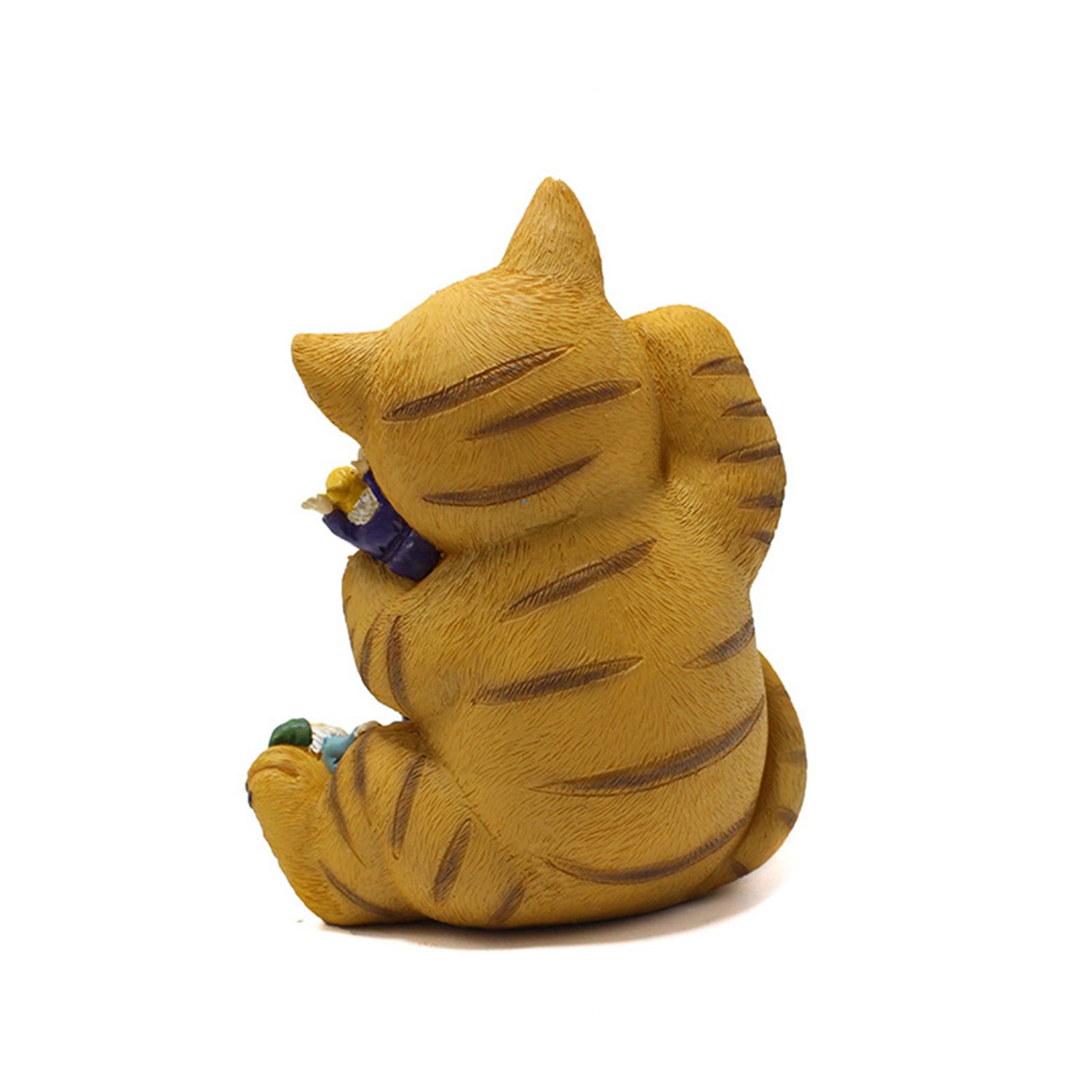 Cat Figurine Exquisite Details Texture Bright Colors Durable Resin Yellow Cat Statue for Garden Office Patio - Image 3