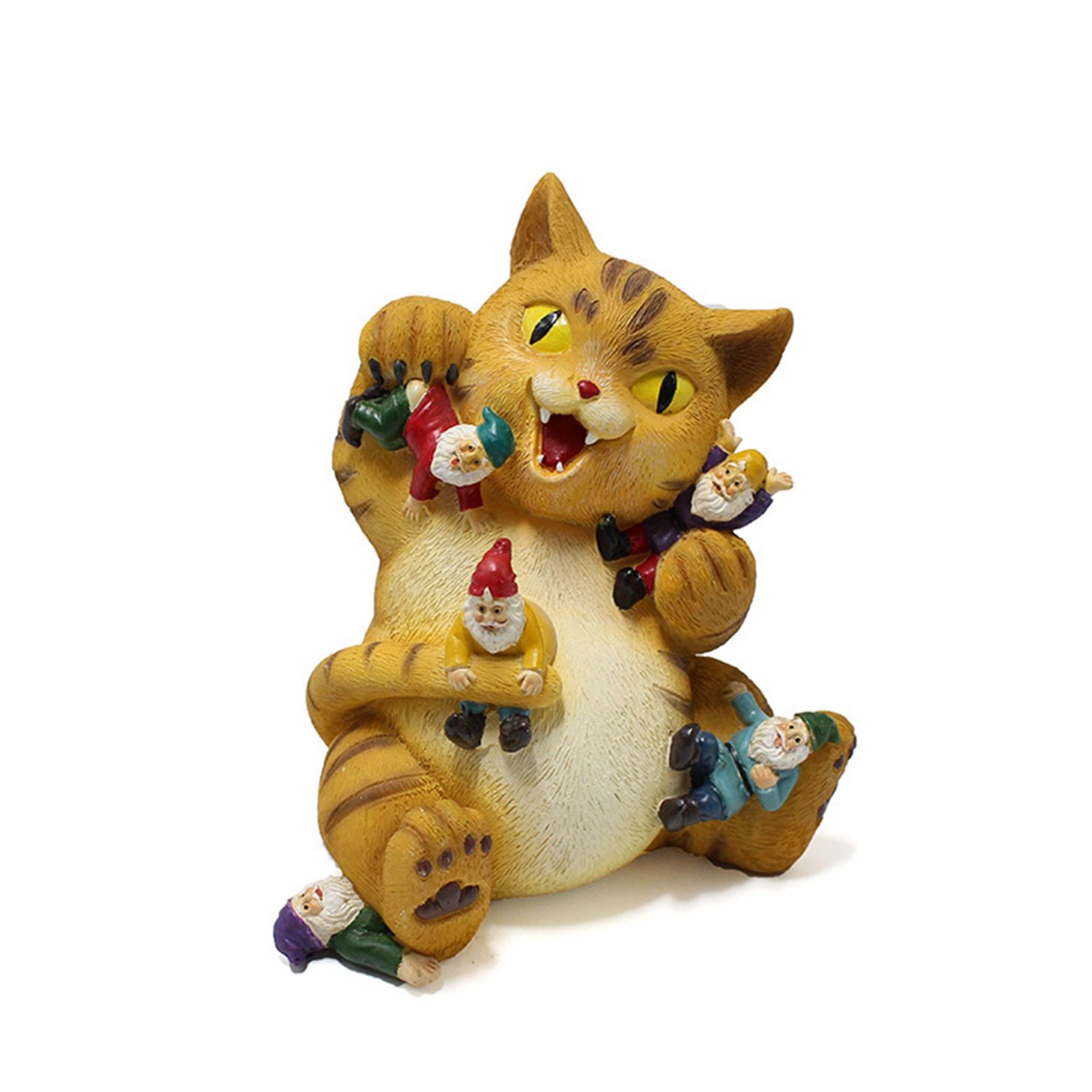 Cat Figurine Exquisite Details Texture Bright Colors Durable Resin Yellow Cat Statue for Garden Office Patio - Image 4