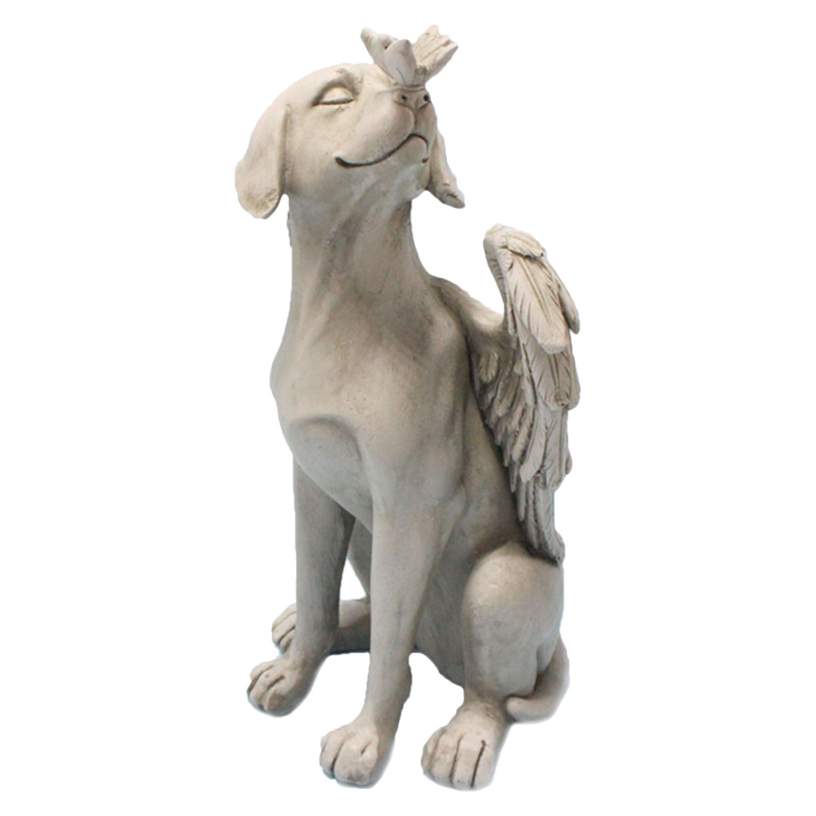 Angel Dog Memorial Statue Hand Carving Vivid Exquisite Synthetic Resin Pet Memorial Stones for Outdoor Garden - Image 1