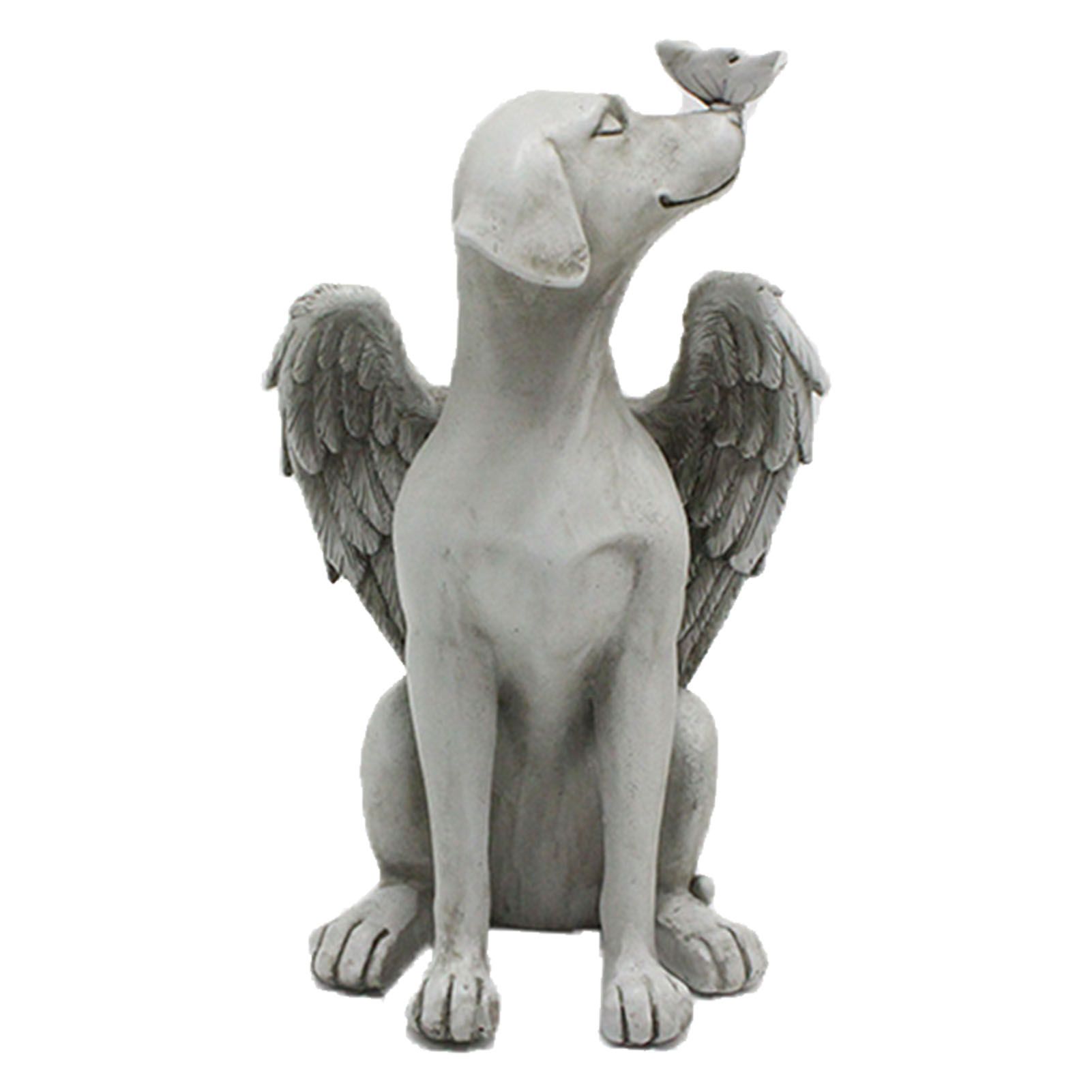 Angel Dog Memorial Statue Hand Carving Vivid Exquisite Synthetic Resin Pet Memorial Stones for Outdoor Garden - Image 2