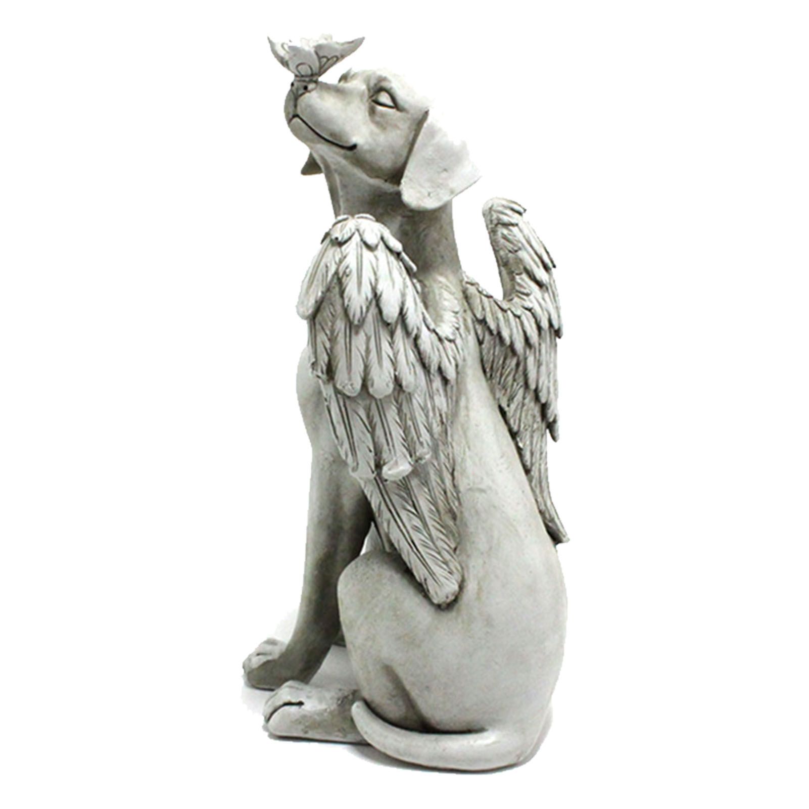 Angel Dog Memorial Statue Hand Carving Vivid Exquisite Synthetic Resin Pet Memorial Stones for Outdoor Garden - Image 3
