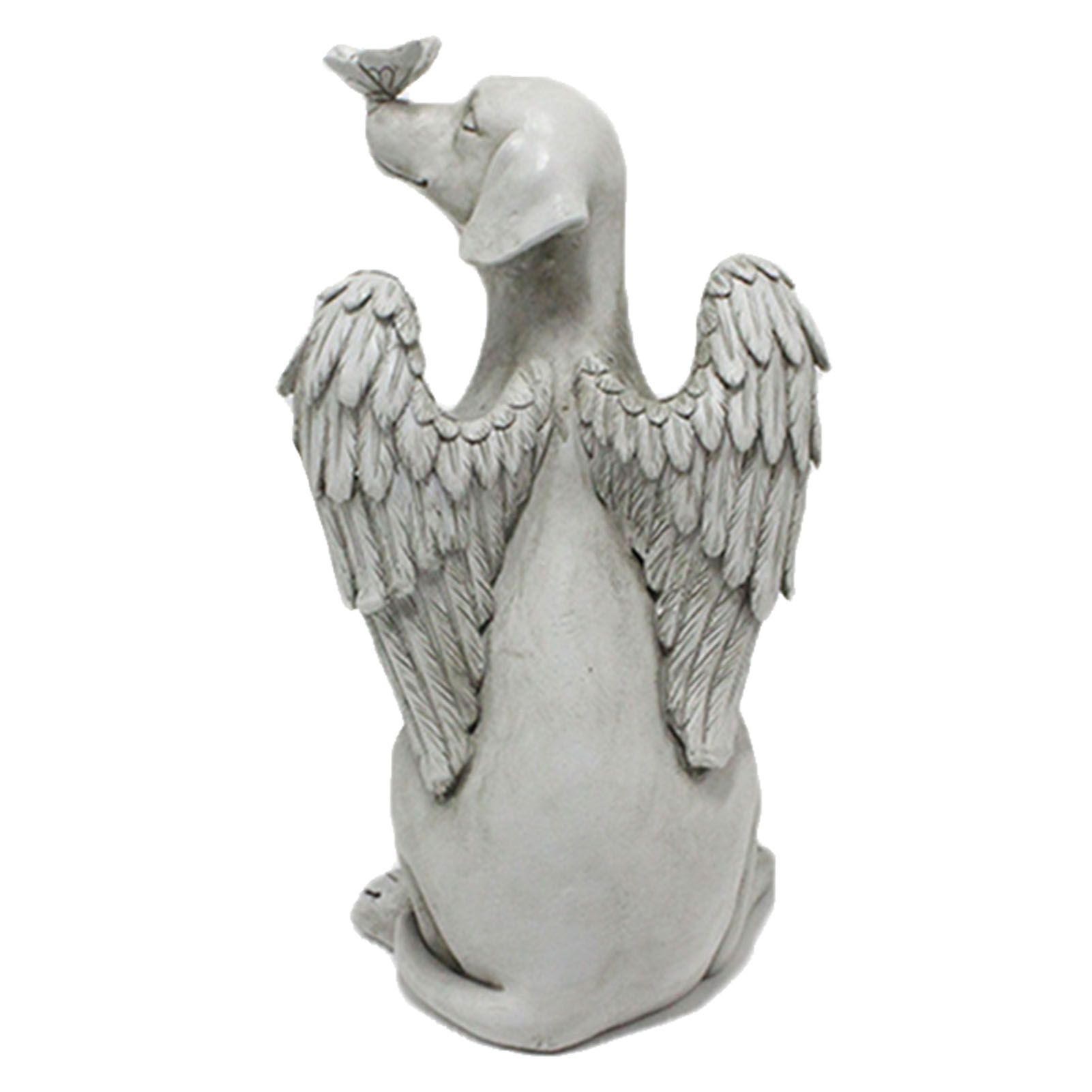 Angel Dog Memorial Statue Hand Carving Vivid Exquisite Synthetic Resin Pet Memorial Stones for Outdoor Garden - Image 4