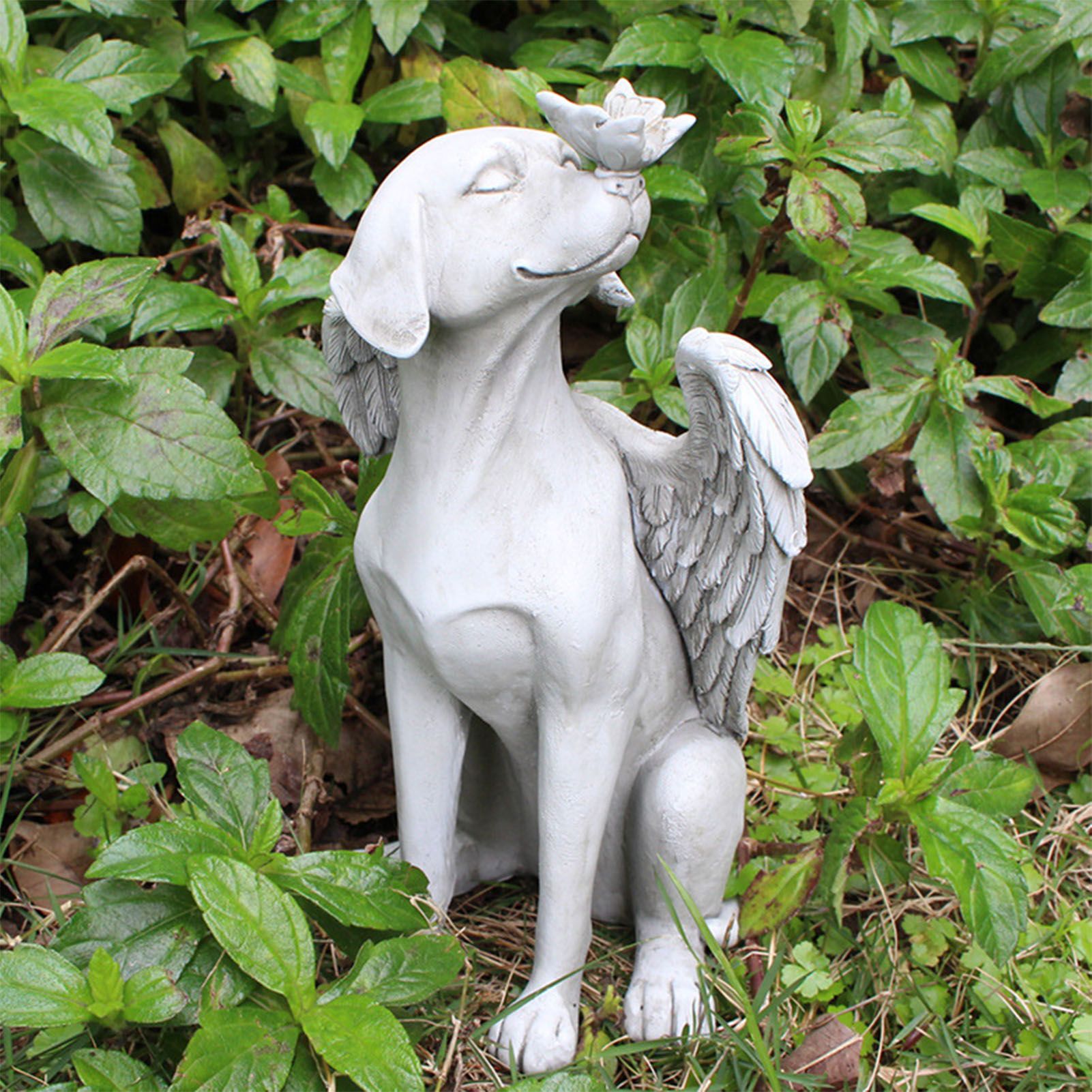 Angel Dog Memorial Statue Hand Carving Vivid Exquisite Synthetic Resin Pet Memorial Stones for Outdoor Garden - Image 5