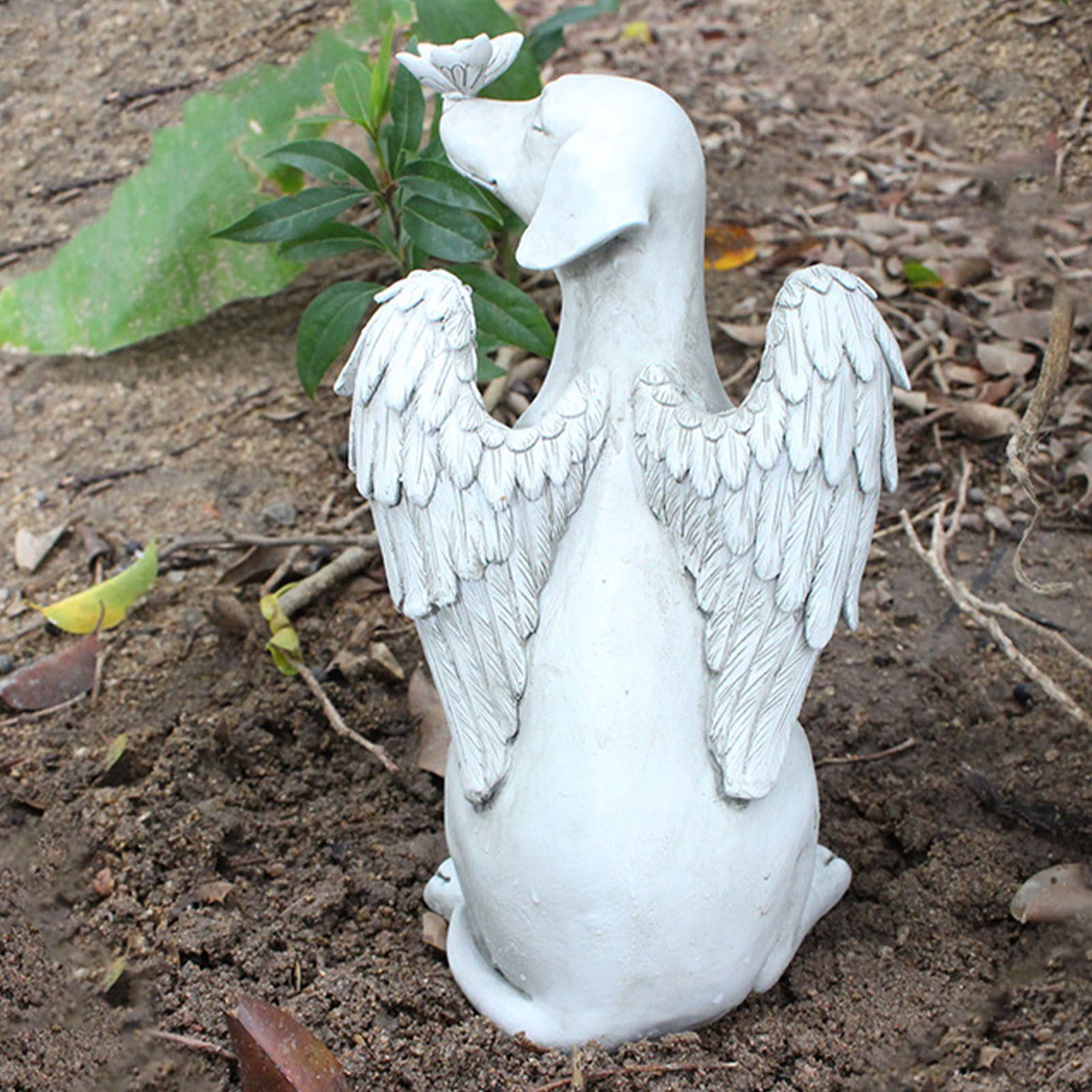 Angel Dog Memorial Statue Hand Carving Vivid Exquisite Synthetic Resin Pet Memorial Stones for Outdoor Garden - Image 6