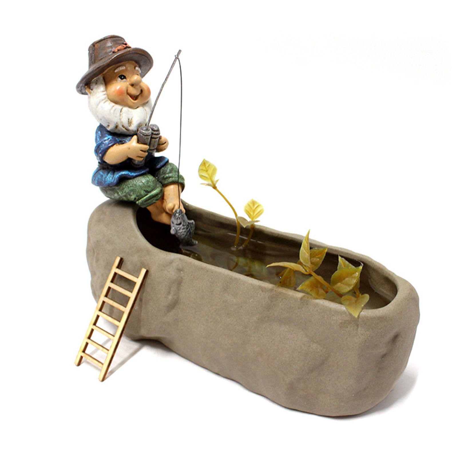 Fishing Man Figurine Bright Colors Lifelike Details Durable Resin Widely Used Fisherman Statue for Garden Home Backyard - Image 1
