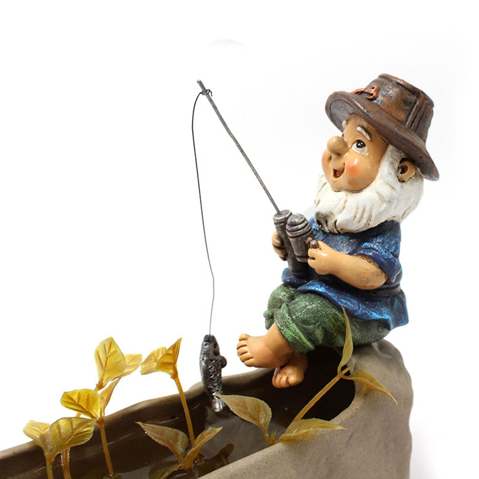 Fishing Man Figurine Bright Colors Lifelike Details Durable Resin Widely Used Fisherman Statue for Garden Home Backyard - Image 2