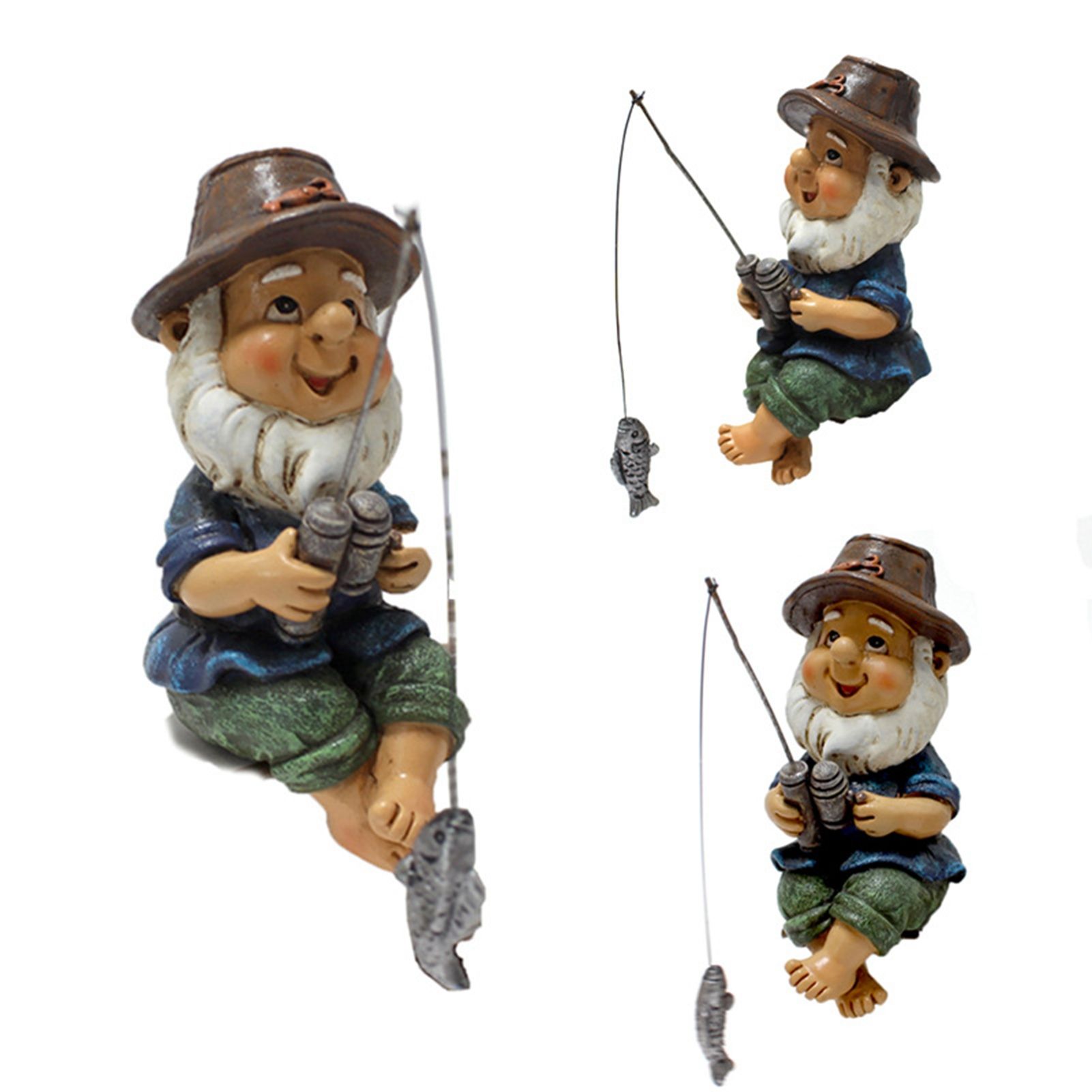 Fishing Man Figurine Bright Colors Lifelike Details Durable Resin Widely Used Fisherman Statue for Garden Home Backyard - Image 3