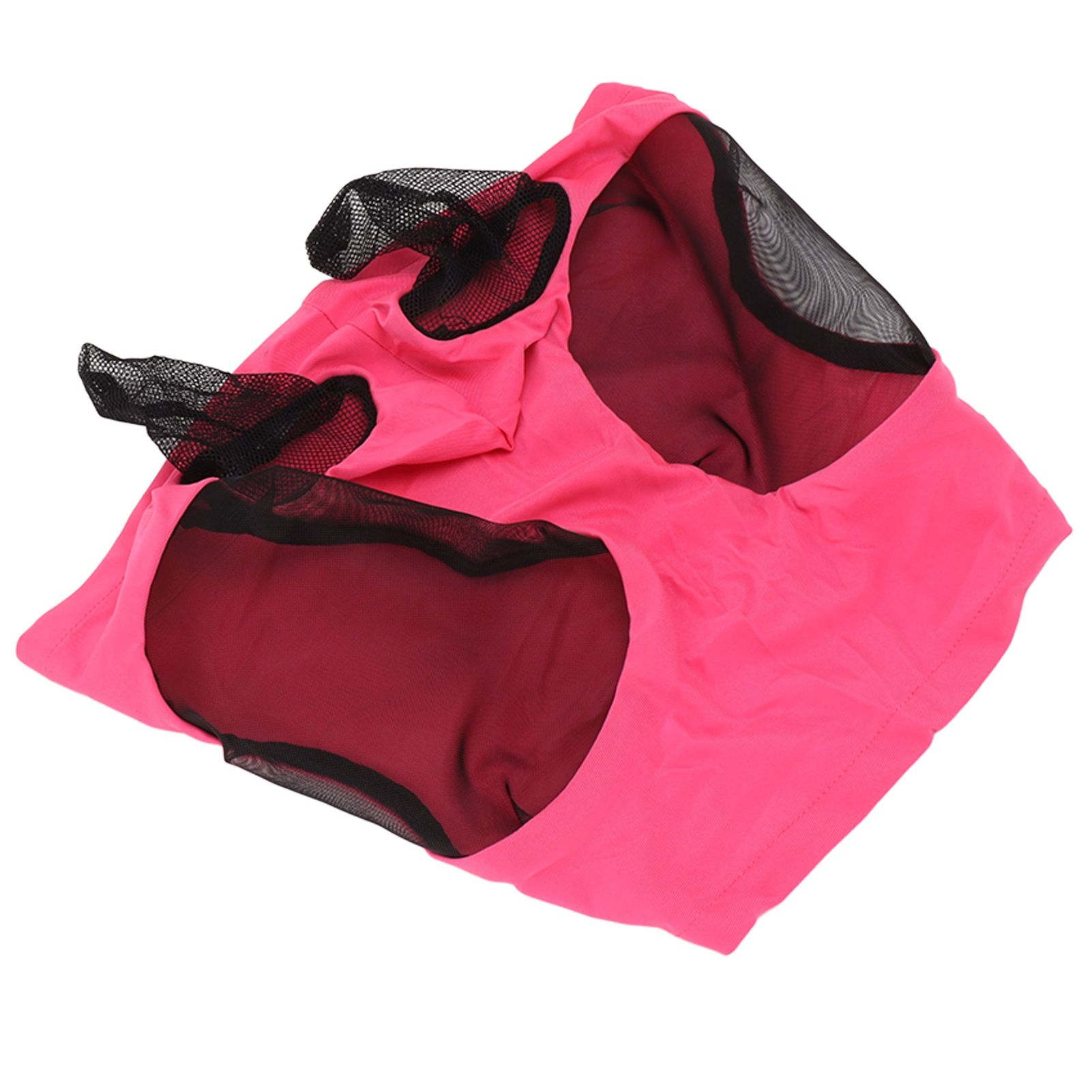 Horse Mesh Fly Mask Breathable Elastic Horse Face Mask with Ears Protection Riding Equestrian Equipment Rose Red - Image 2