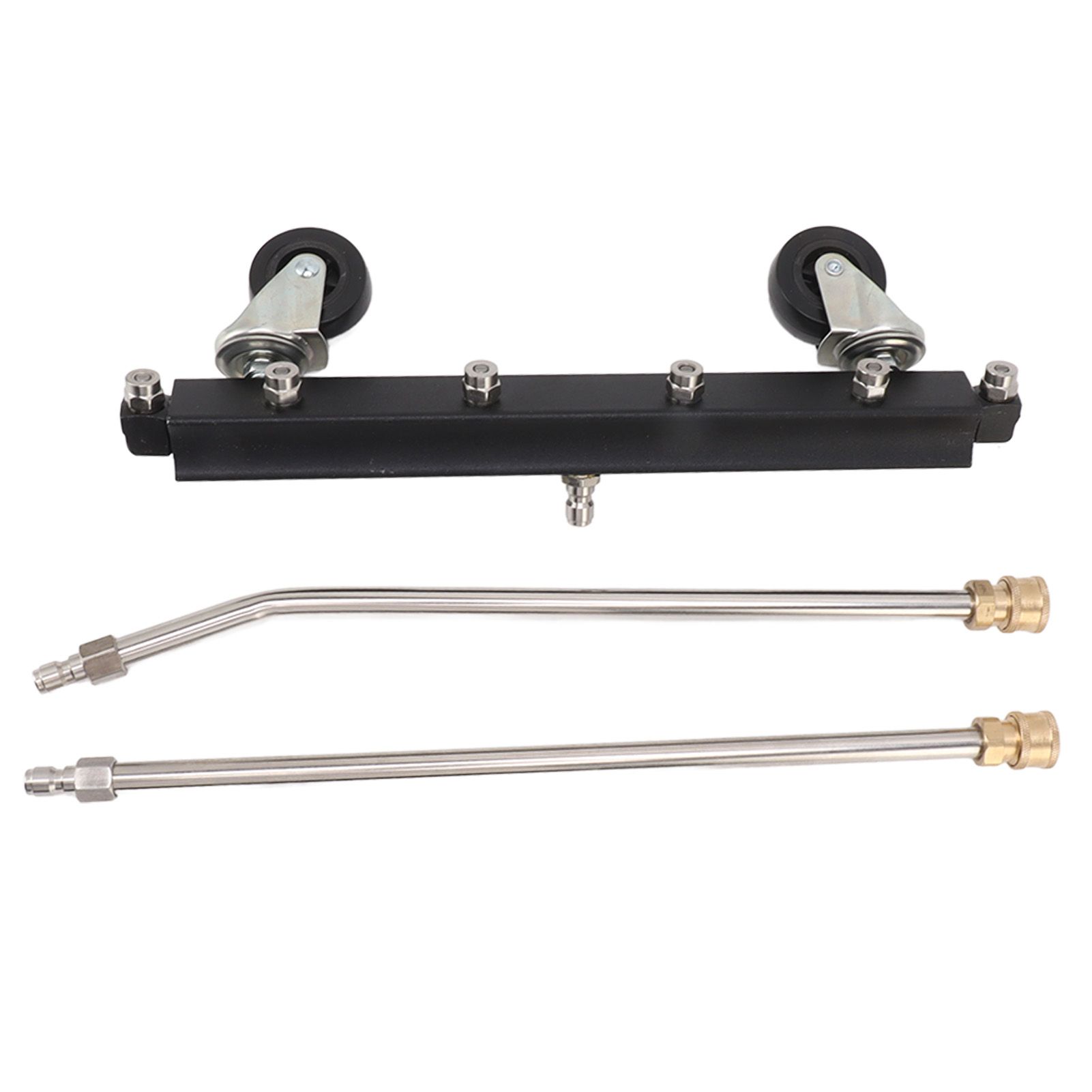 Pressure Washer Undercarriage Cleaner with 6 Nozzles 2 Extension Wands Under Car Water Broom with Swivel Wheel 4000psi Black Pavement Sprinkler - Image 1