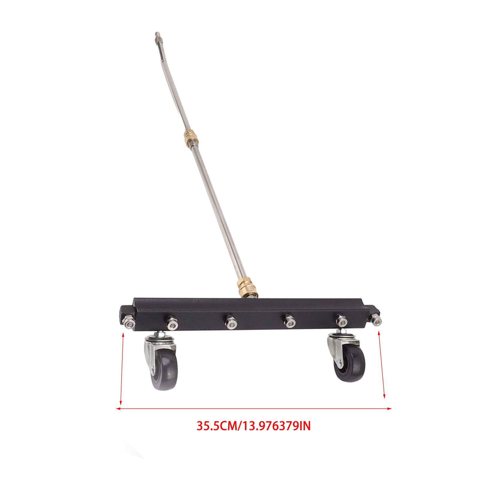 Pressure Washer Undercarriage Cleaner with 6 Nozzles 2 Extension Wands Under Car Water Broom with Swivel Wheel 4000psi Black Pavement Sprinkler - Image 2