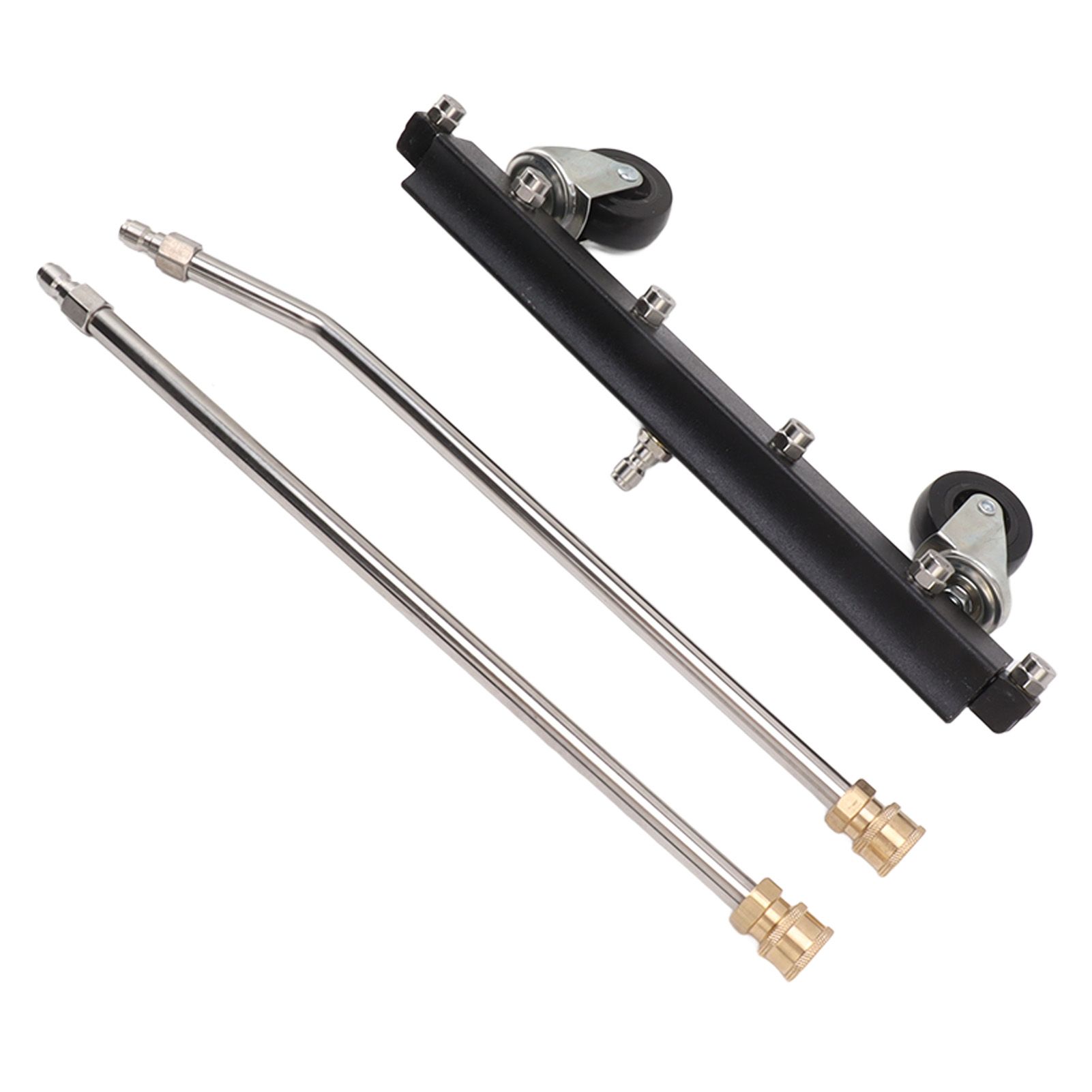 Pressure Washer Undercarriage Cleaner with 6 Nozzles 2 Extension Wands Under Car Water Broom with Swivel Wheel 4000psi Black Pavement Sprinkler - Image 3
