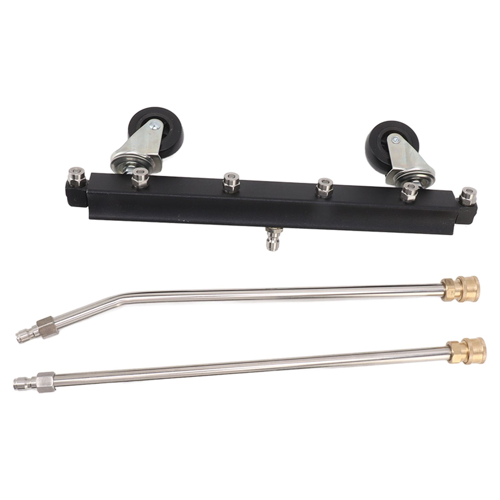 Pressure Washer Undercarriage Cleaner with 6 Nozzles 2 Extension Wands Under Car Water Broom with Swivel Wheel 4000psi Black Pavement Sprinkler - Image 4