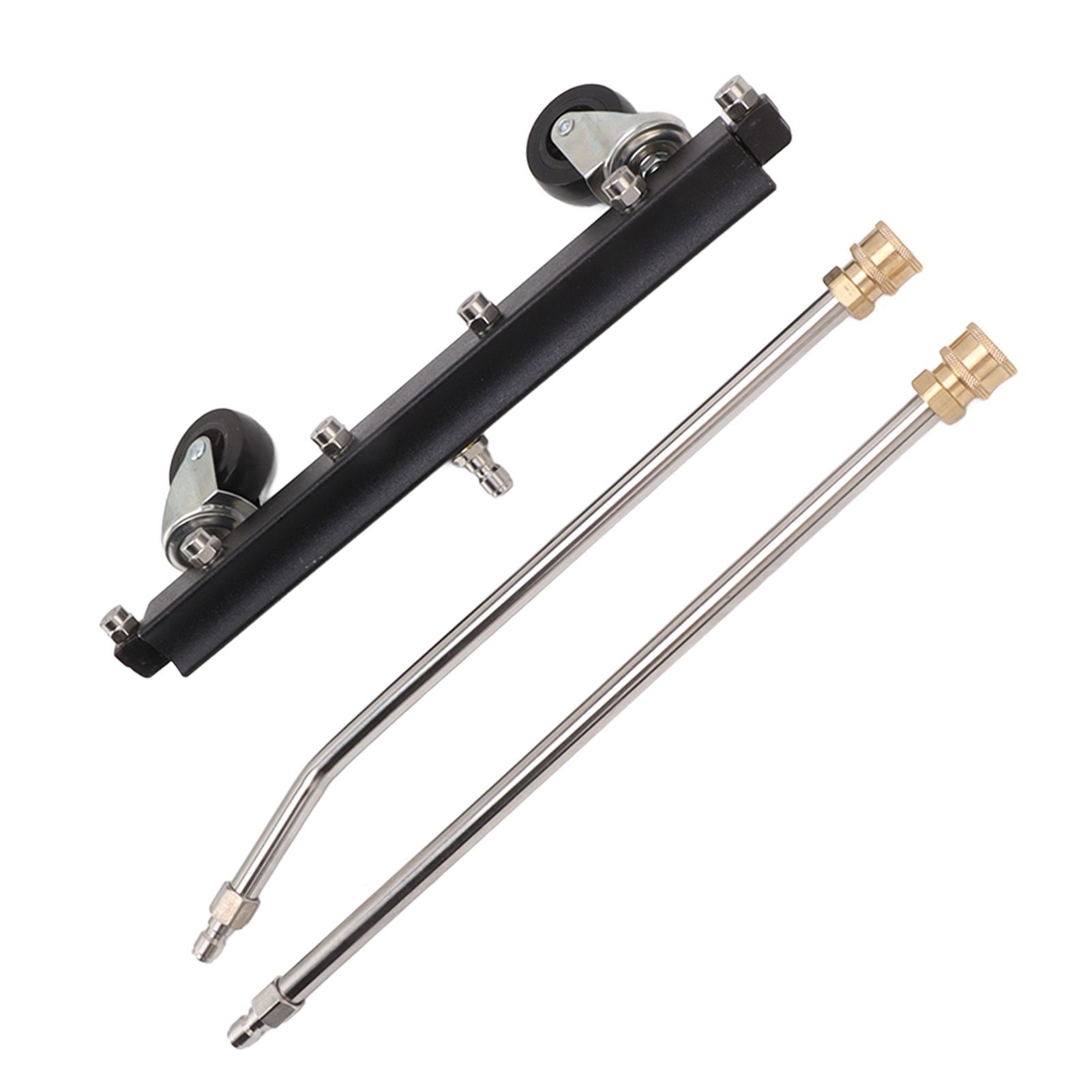 Pressure Washer Undercarriage Cleaner with 6 Nozzles 2 Extension Wands Under Car Water Broom with Swivel Wheel 4000psi Black Pavement Sprinkler - Image 5