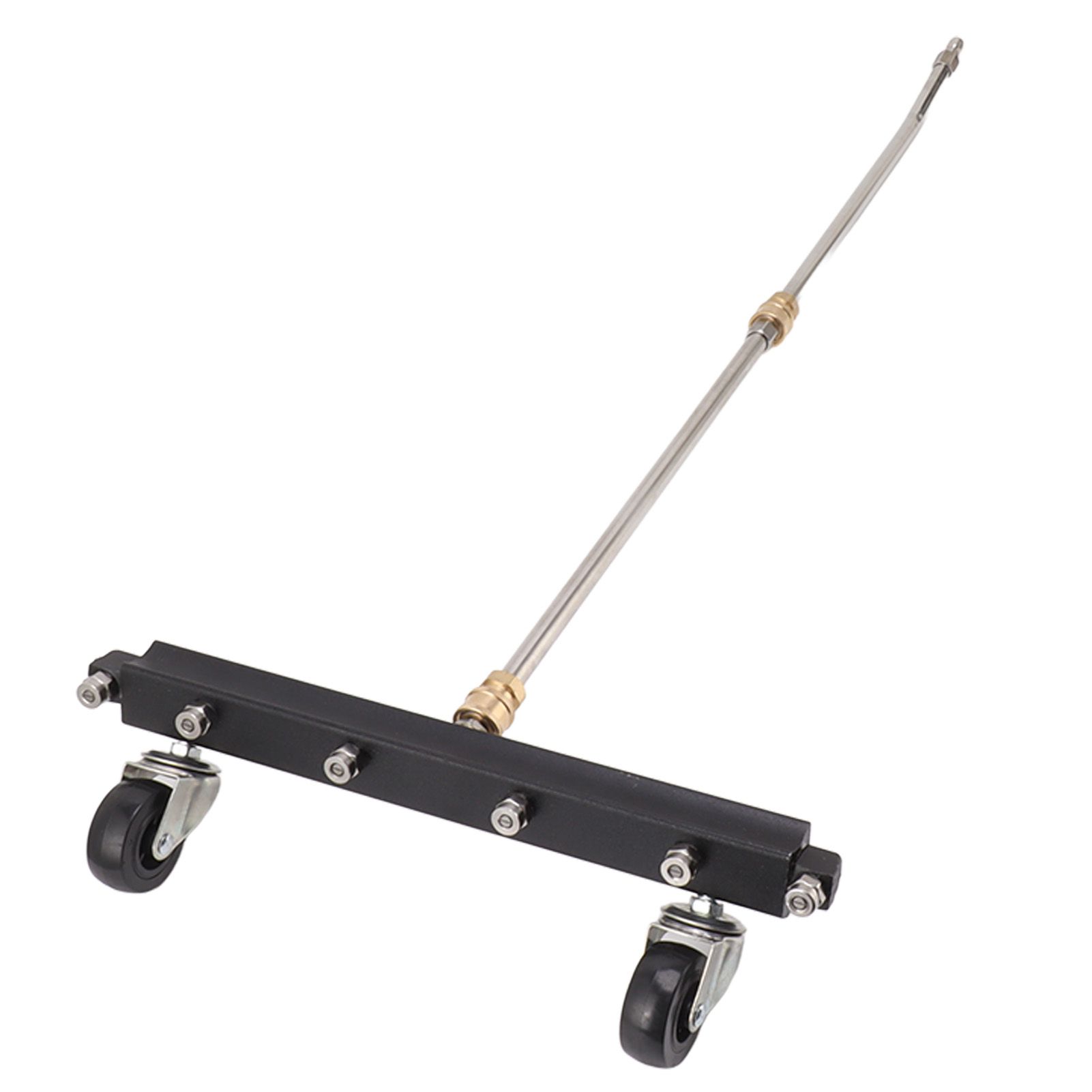 Pressure Washer Undercarriage Cleaner with 6 Nozzles 2 Extension Wands Under Car Water Broom with Swivel Wheel 4000psi Black Pavement Sprinkler - Image 7