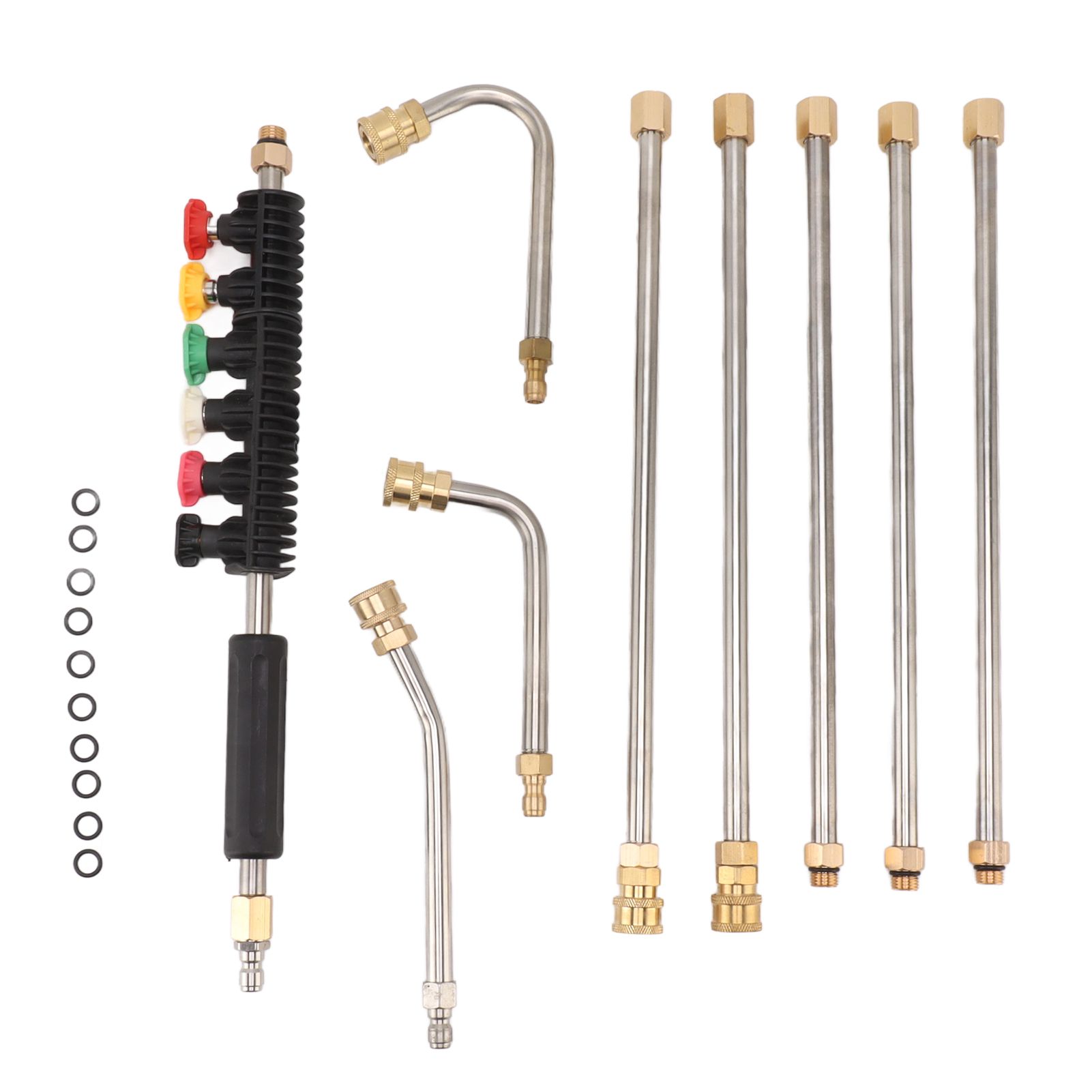 Pressure Washer Extension Wand 5 Straight Rod 3 Curve Rod Set Power Washer Lance with 6 Nozzles 1/4in Quick Connect - Image 1