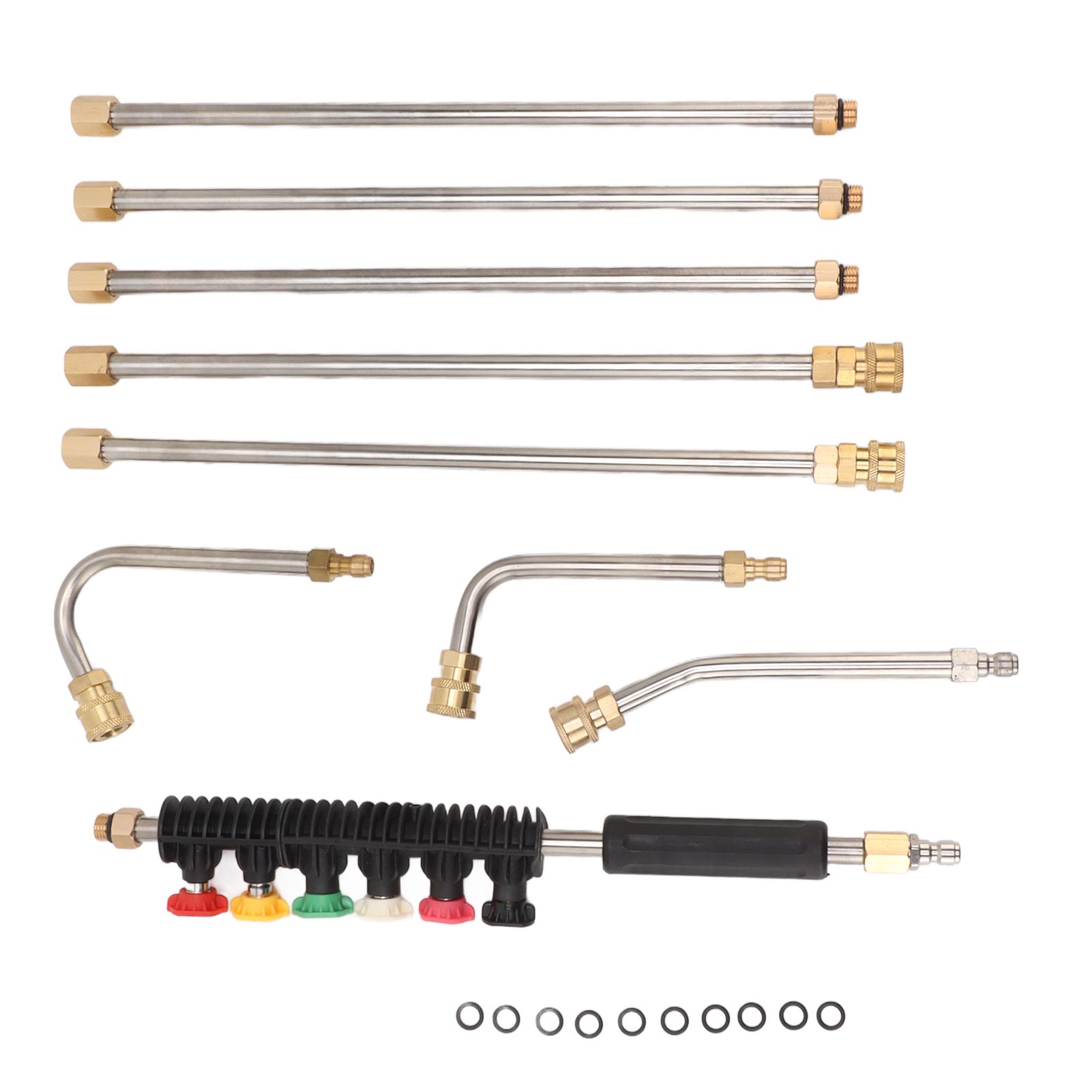 Pressure Washer Extension Wand 5 Straight Rod 3 Curve Rod Set Power Washer Lance with 6 Nozzles 1/4in Quick Connect - Image 3