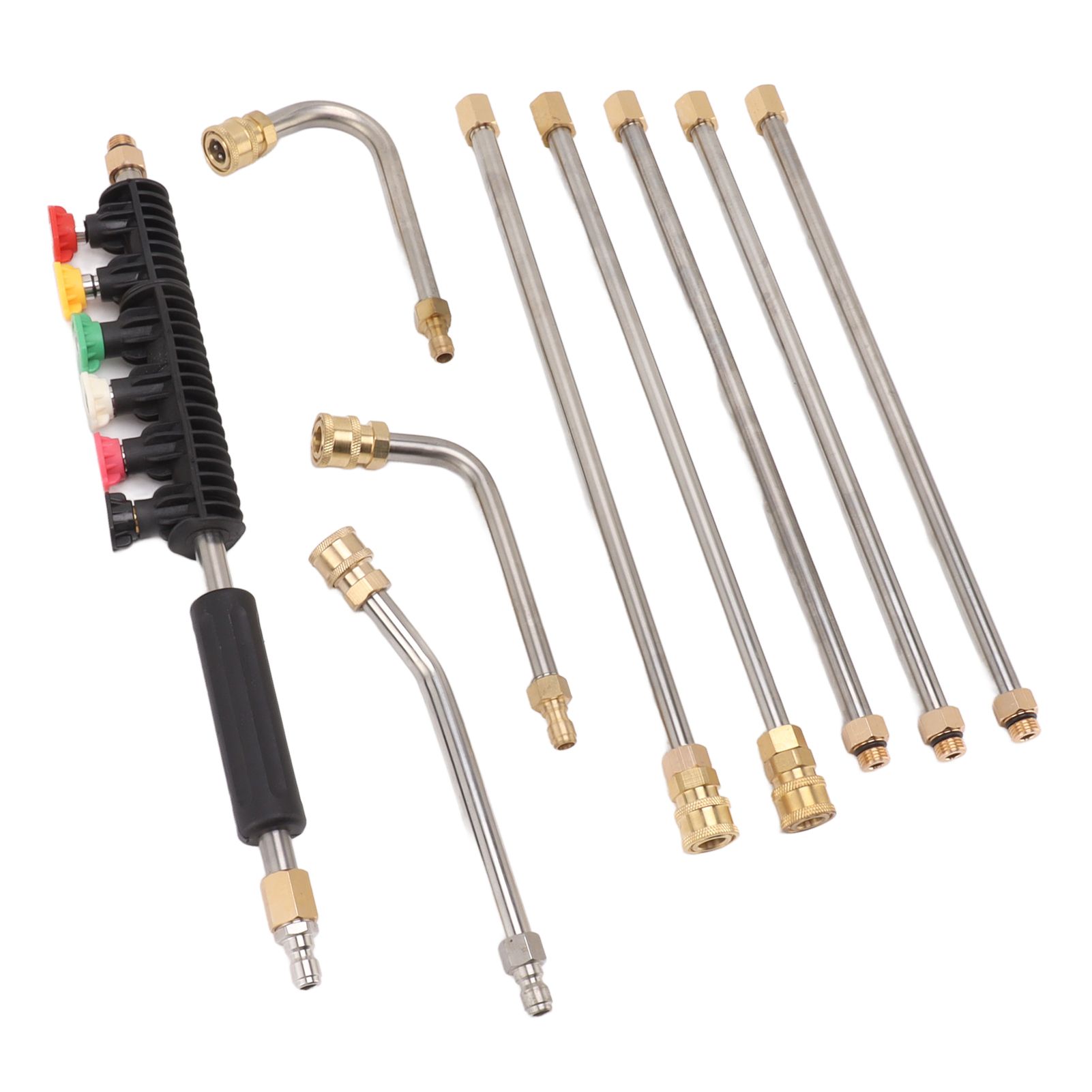 Pressure Washer Extension Wand 5 Straight Rod 3 Curve Rod Set Power Washer Lance with 6 Nozzles 1/4in Quick Connect - Image 4