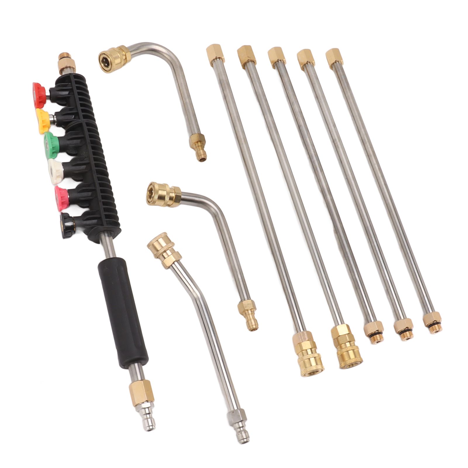 Pressure Washer Extension Wand 5 Straight Rod 3 Curve Rod Set Power Washer Lance with 6 Nozzles 1/4in Quick Connect - Image 5