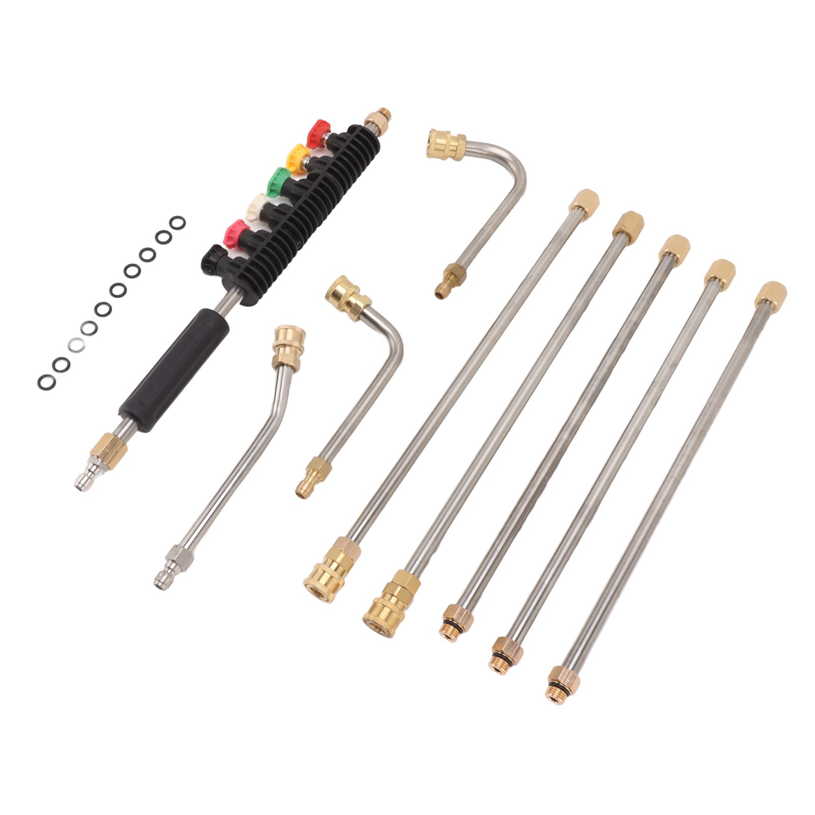 Pressure Washer Extension Wand 5 Straight Rod 3 Curve Rod Set Power Washer Lance with 6 Nozzles 1/4in Quick Connect - Image 6