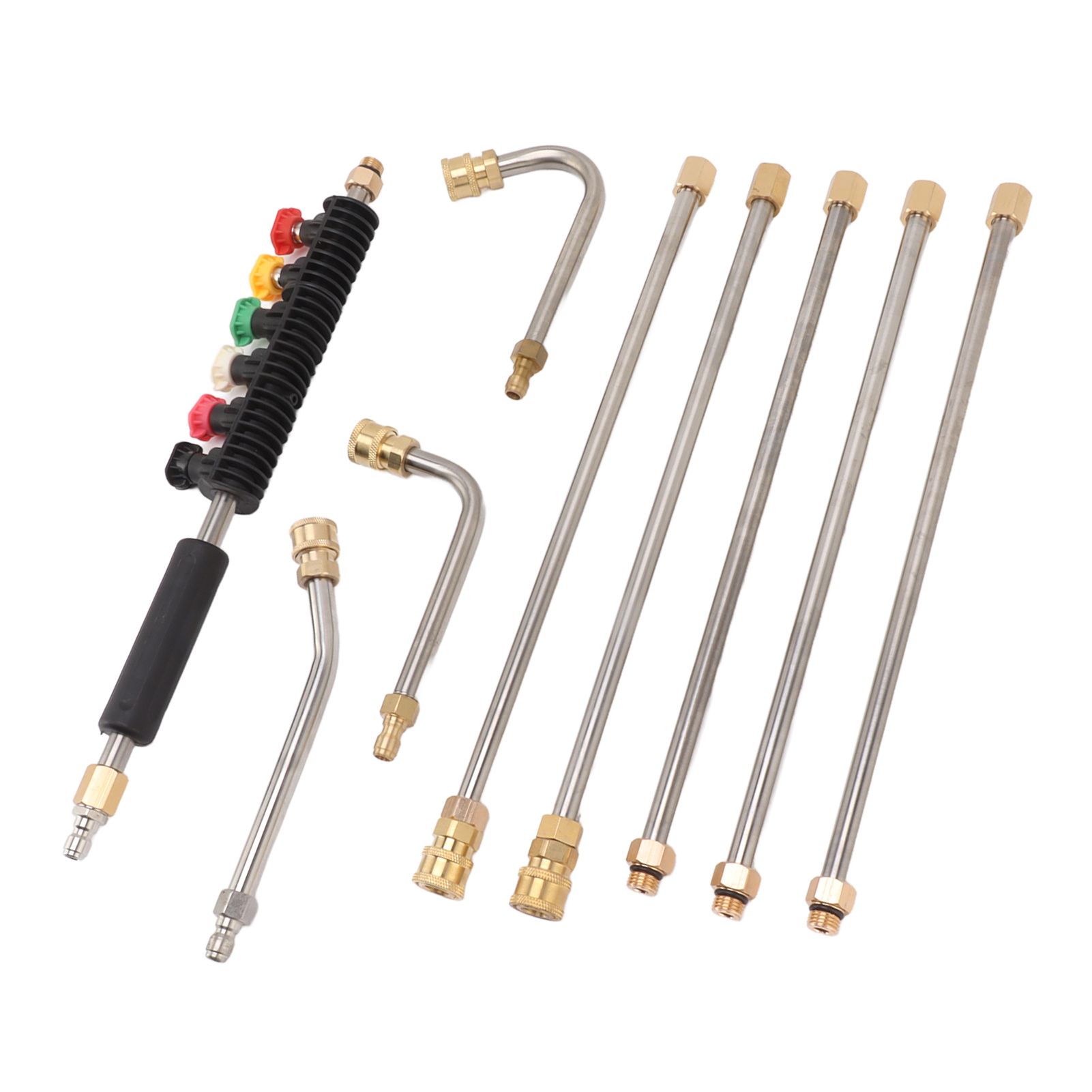 Pressure Washer Extension Wand 5 Straight Rod 3 Curve Rod Set Power Washer Lance with 6 Nozzles 1/4in Quick Connect - Image 7