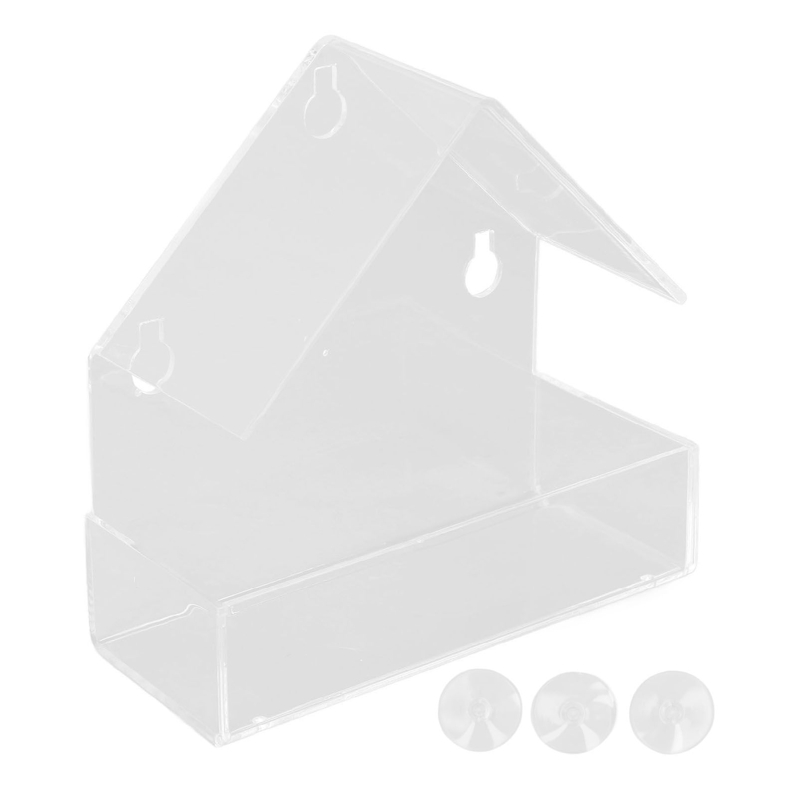 Window Bird Feeder with Suction Cup Window Acrylic Bird Feeding House Tray for Farm Garden - Image 1
