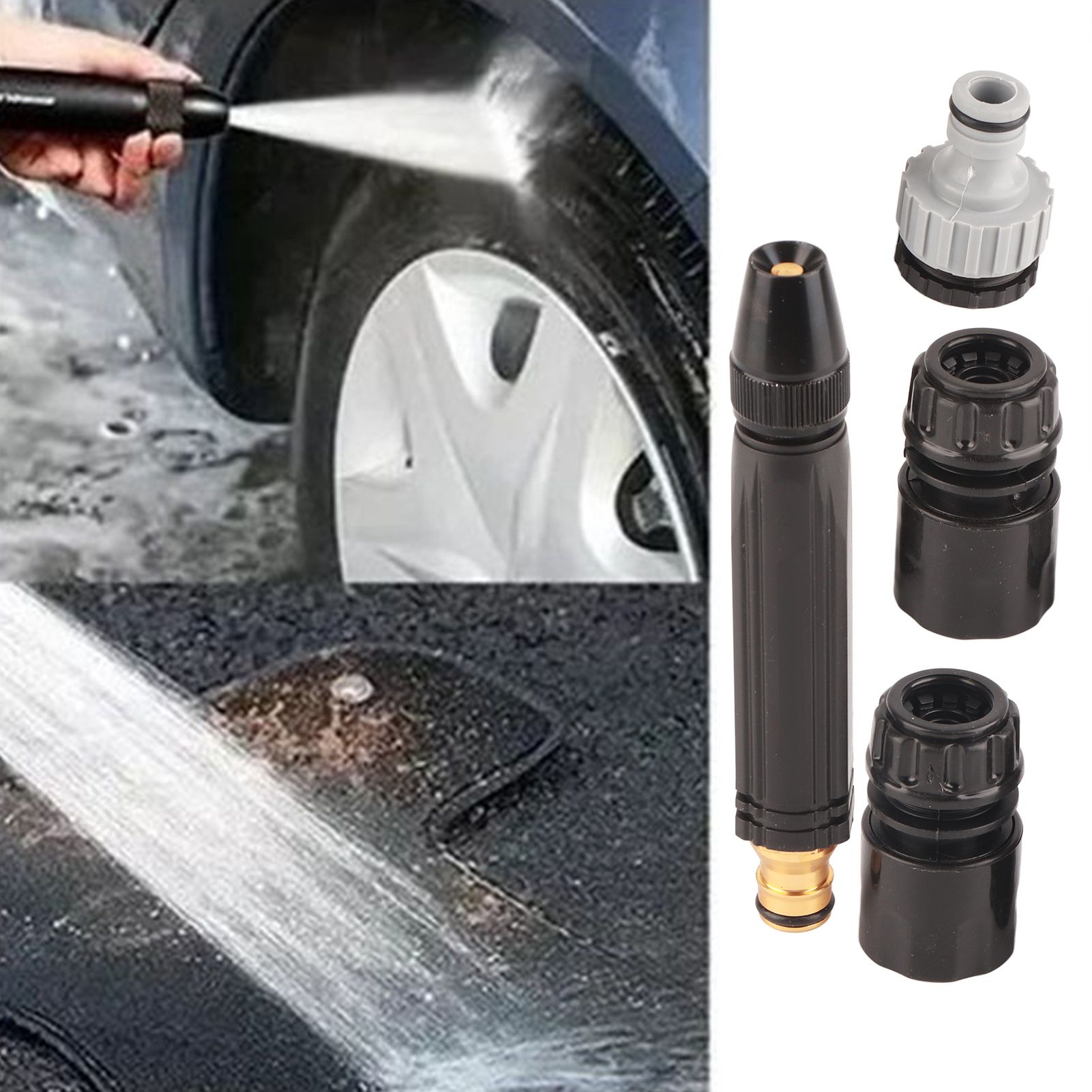 Hose Nozzle G1/2 Engineering Plastic High Pressure Spray Nozzle with Aluminum Alloy PVC Joint for Garden Car - Image 6