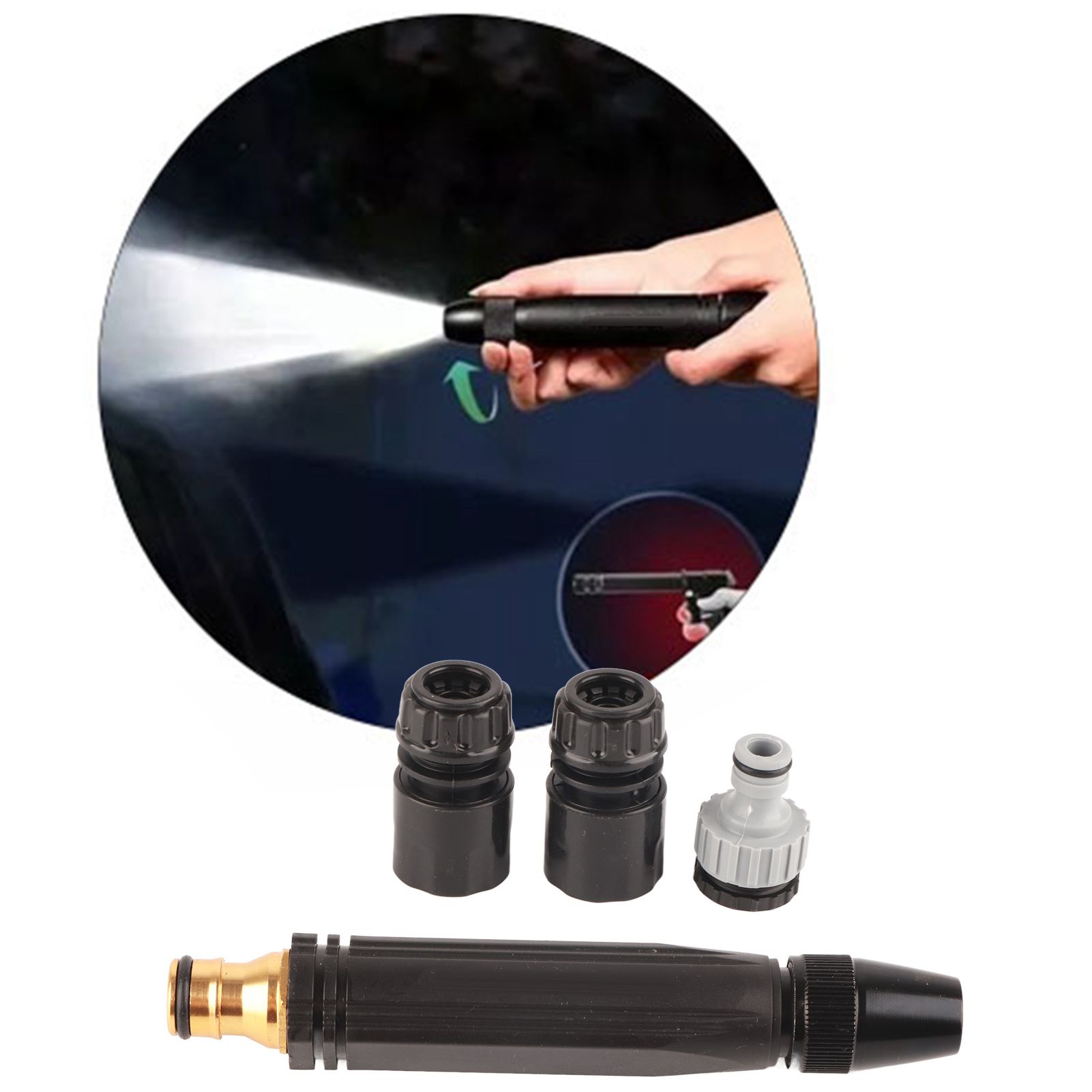 Hose Nozzle G1/2 Engineering Plastic High Pressure Spray Nozzle with Aluminum Alloy PVC Joint for Garden Car - Image 7