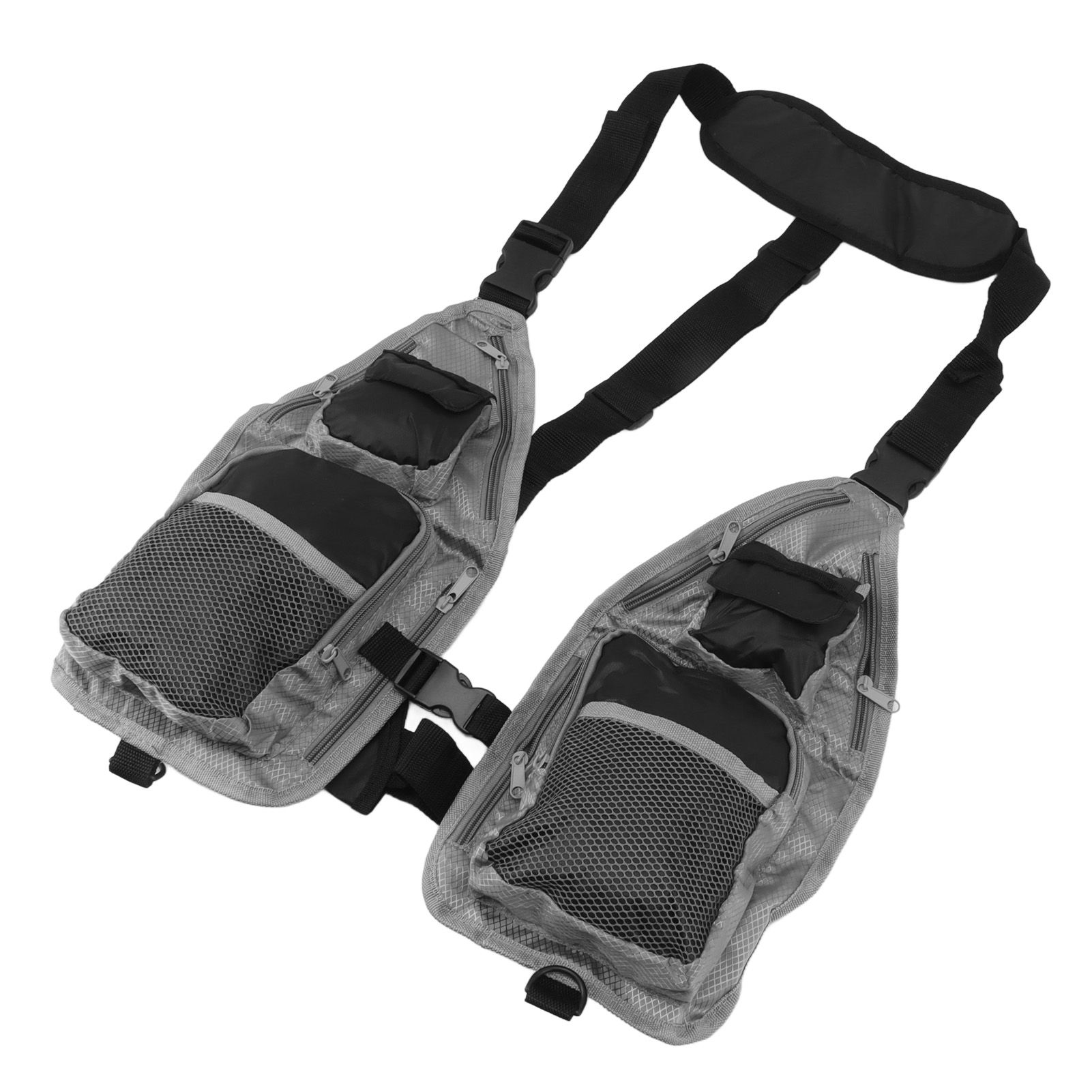 Fly Fishing Vest Breathable Lightweight Black Grey Oxford Cloth Multi Pocket Waistcoat for Camping - Image 3