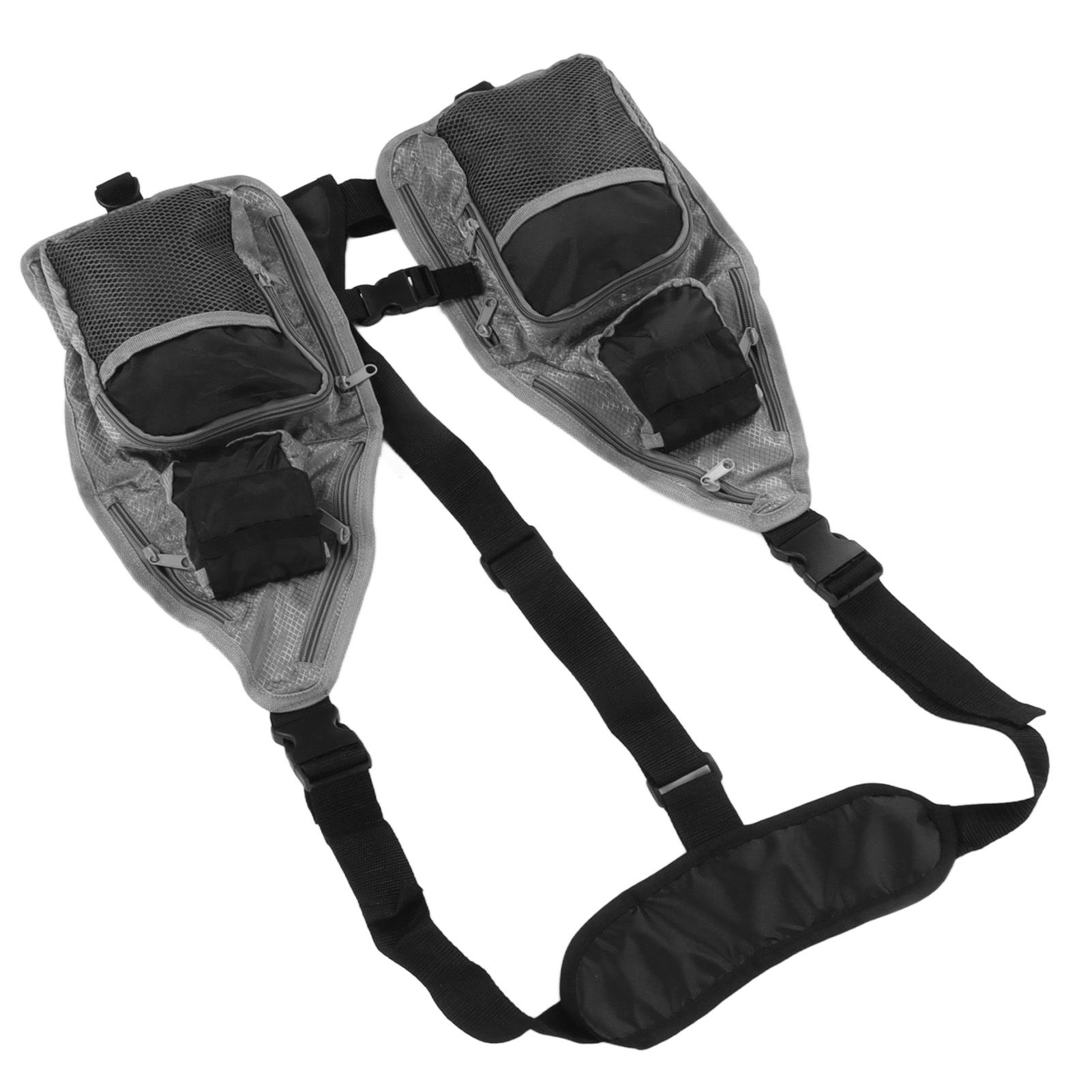 Fly Fishing Vest Breathable Lightweight Black Grey Oxford Cloth Multi Pocket Waistcoat for Camping - Image 4
