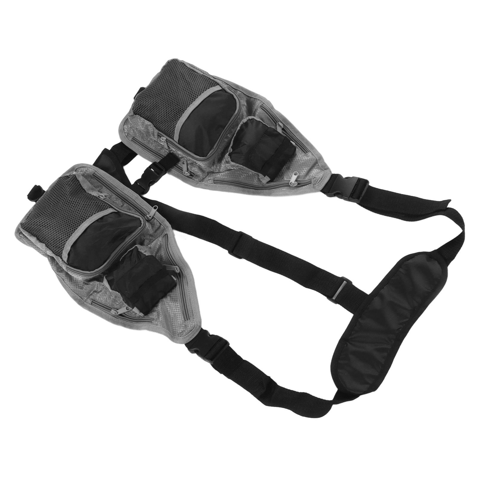 Fly Fishing Vest Breathable Lightweight Black Grey Oxford Cloth Multi Pocket Waistcoat for Camping - Image 6