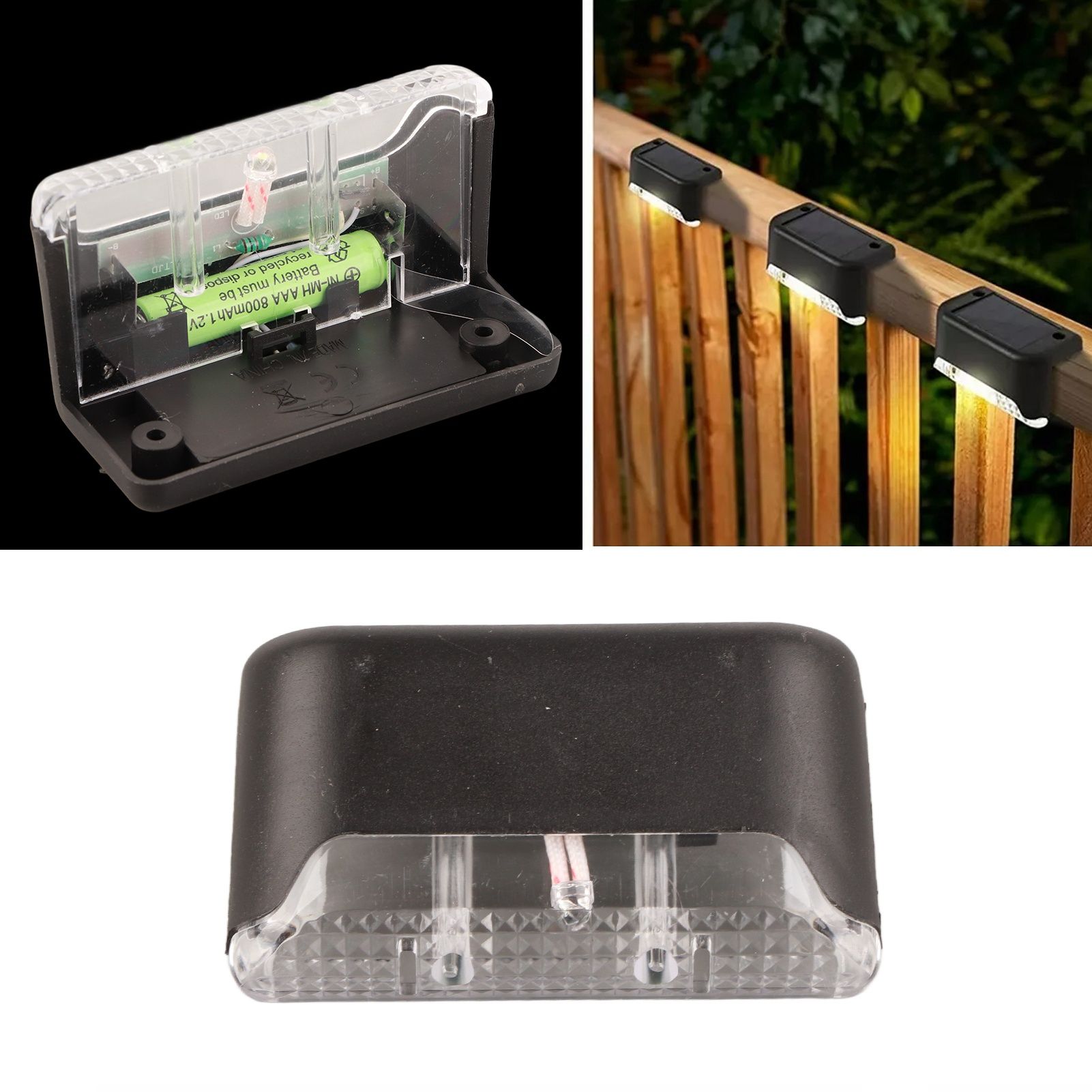 4 Pcs Solar Step Light White Lighting Waterproof High Strength Solar LED Deck Light Outdoor Stair Lamp - Image 5