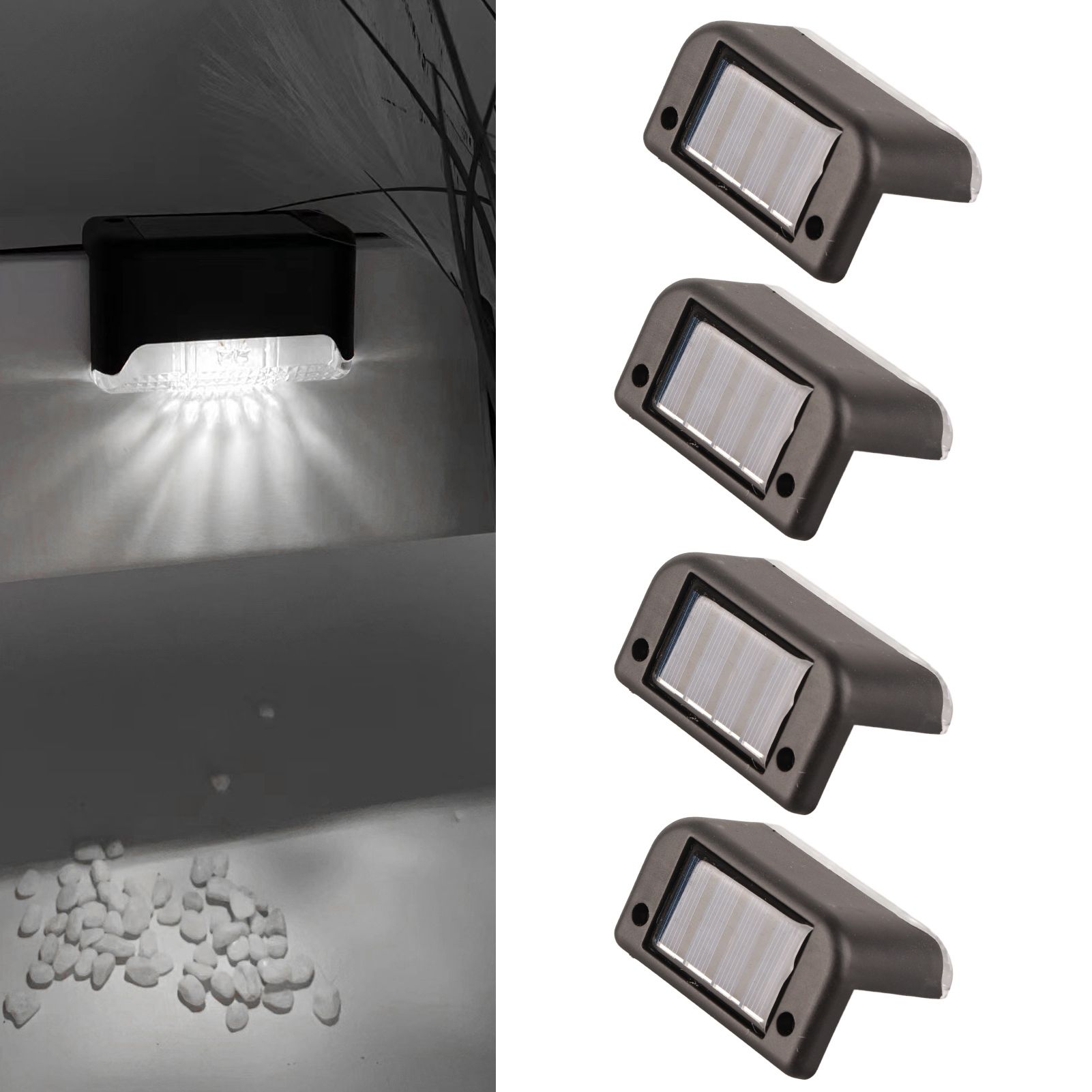 4 Pcs Solar Step Light White Lighting Waterproof High Strength Solar LED Deck Light Outdoor Stair Lamp - Image 6
