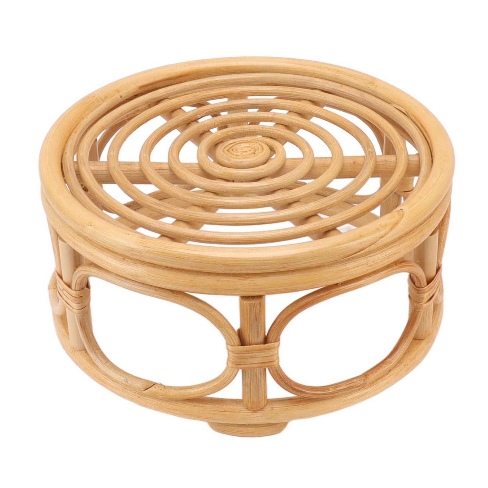 Rattan Indoor Plant Stand Round Shape Natural Plant Rack Handmade Rattan Planter Stand for Home Garden Yard Large - Image 3