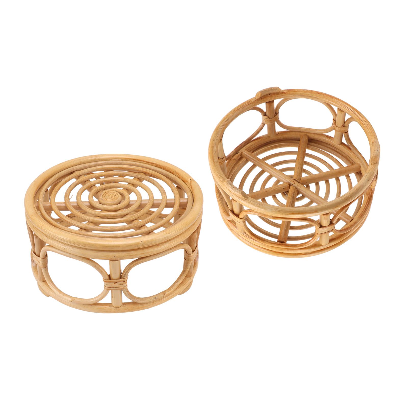 Rattan Indoor Plant Stand Round Shape Natural Plant Rack Handmade Rattan Planter Stand for Home Garden Yard Large - Image 6
