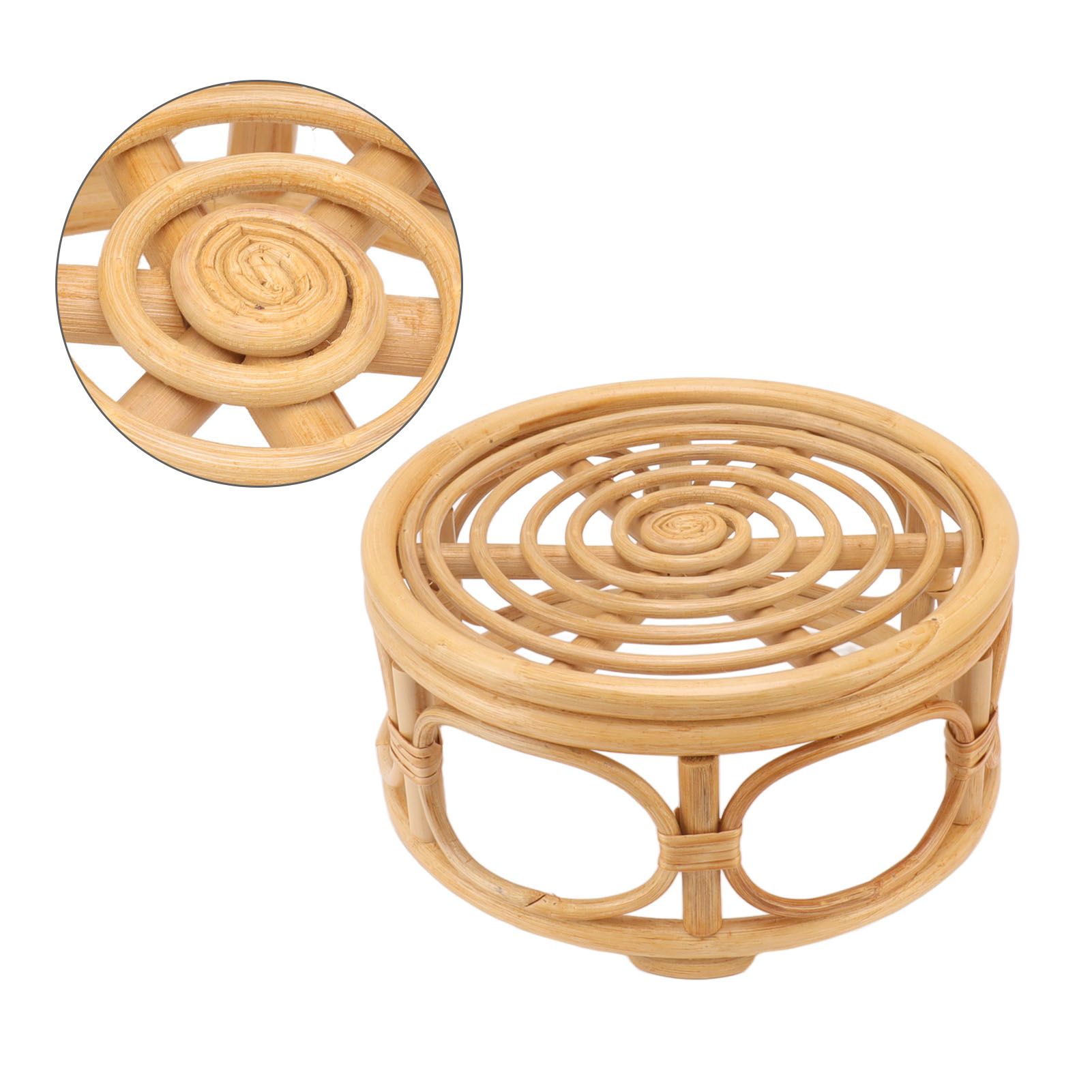 Rattan Indoor Plant Stand Round Shape Natural Plant Rack Handmade Rattan Planter Stand for Home Garden Yard Large - Image 7