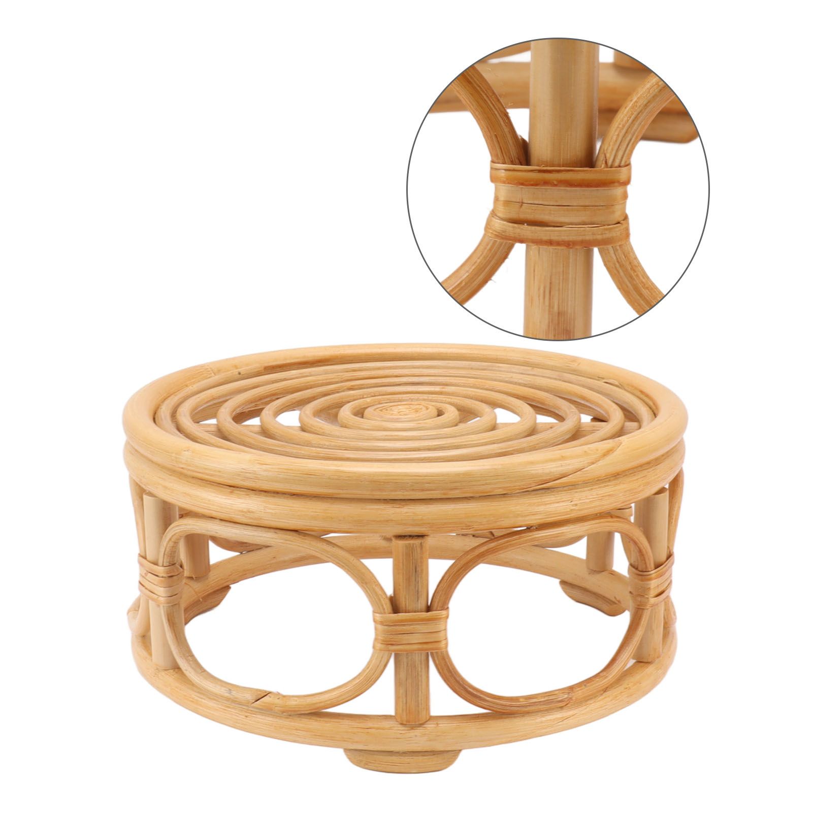 Rattan Indoor Plant Stand Round Shape Natural Plant Rack Handmade Rattan Planter Stand for Home Garden Yard Large - Image 8