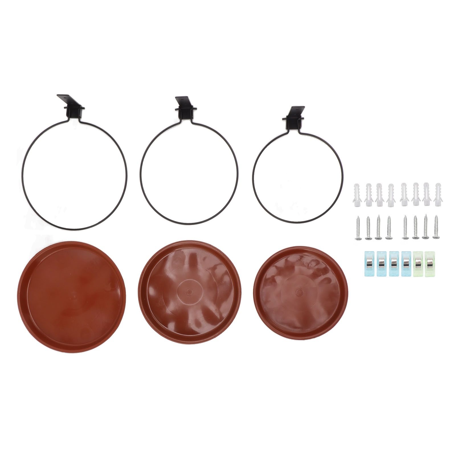 Tree Mounted Bird Feeder Tree Mounted Bird Bath Bowl with Heavy Duty Metal Ring for Backyard Terrace 3 Pot and 3 Bracket - Image 1