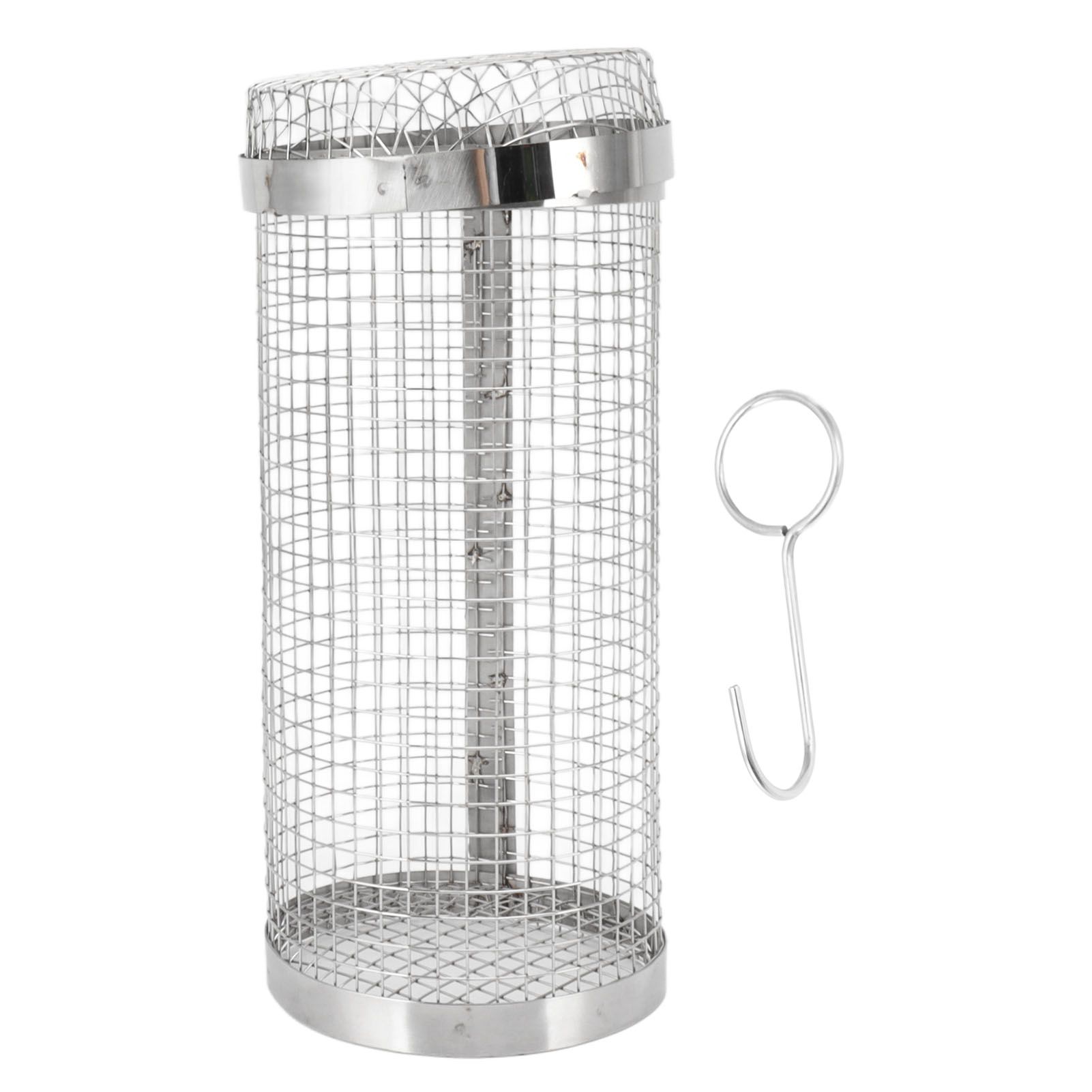 Barbecue Grilling Basket Stainless Steel Heat Resistant Rust Prevention BBQ Grill Cage with Hook for Camping Party 20cm/7.9in - Image 1
