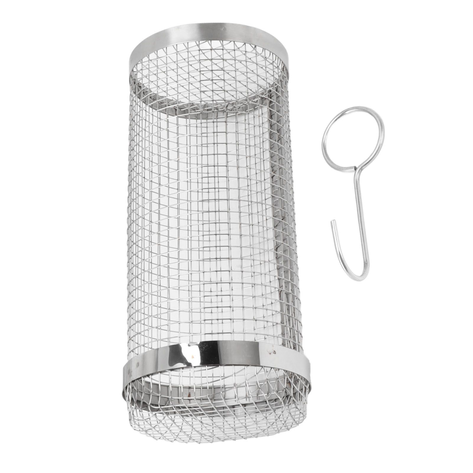 Barbecue Grilling Basket Stainless Steel Heat Resistant Rust Prevention BBQ Grill Cage with Hook for Camping Party 20cm/7.9in - Image 3