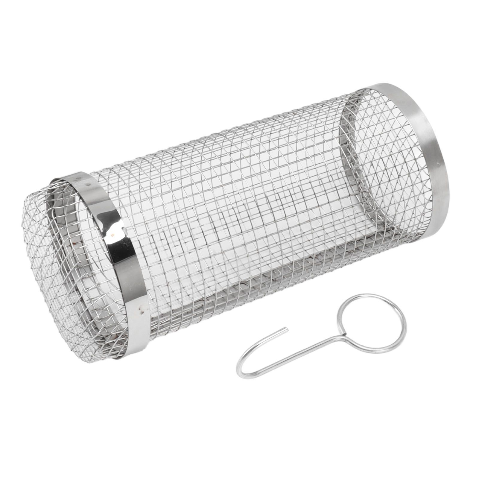 Barbecue Grilling Basket Stainless Steel Heat Resistant Rust Prevention BBQ Grill Cage with Hook for Camping Party 20cm/7.9in - Image 5