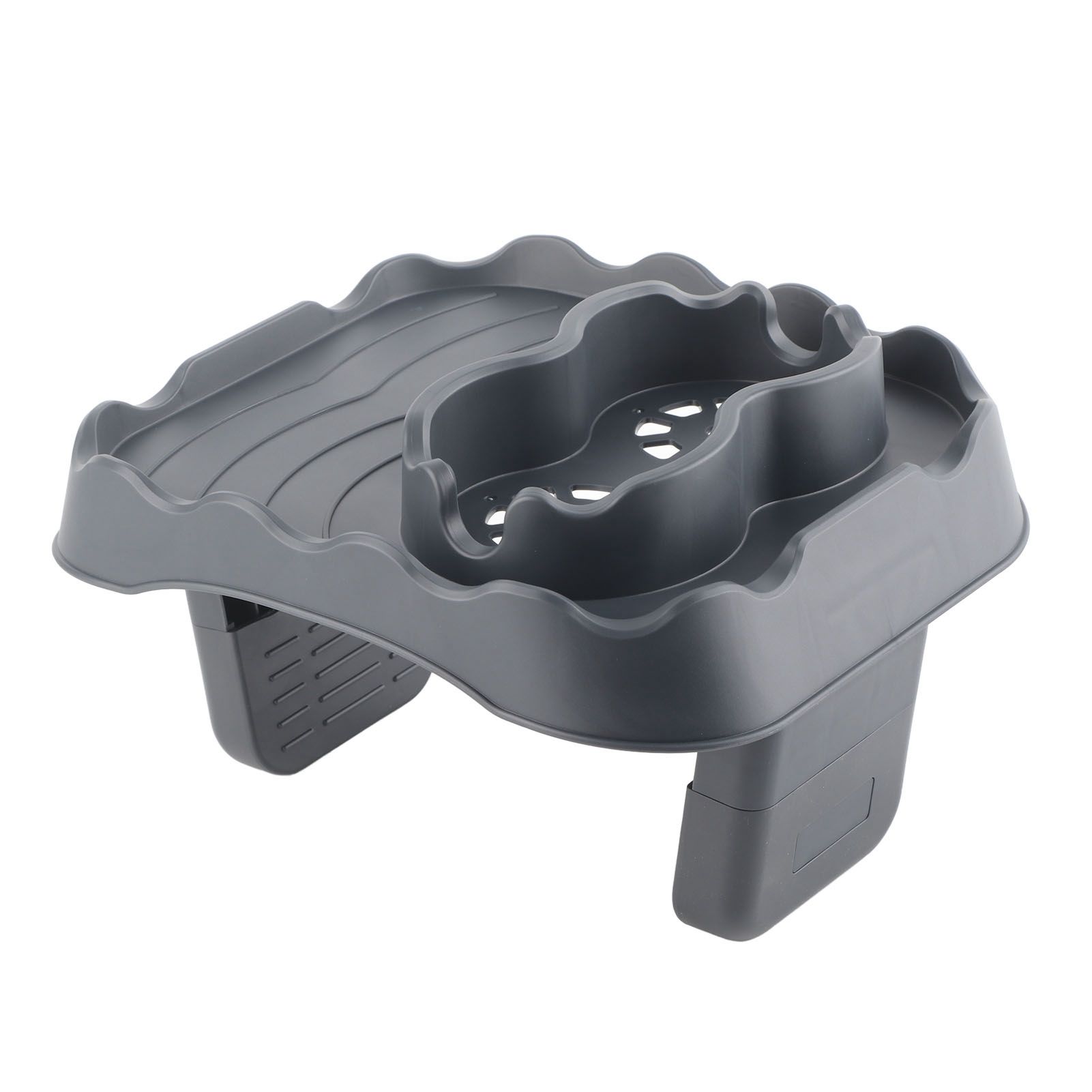 Hot Tub Table Tray with Drain Holes Anti Slip Adjustable Hot Tub Side Table for Swimming Pools SPA Bathtub Grey - Image 2