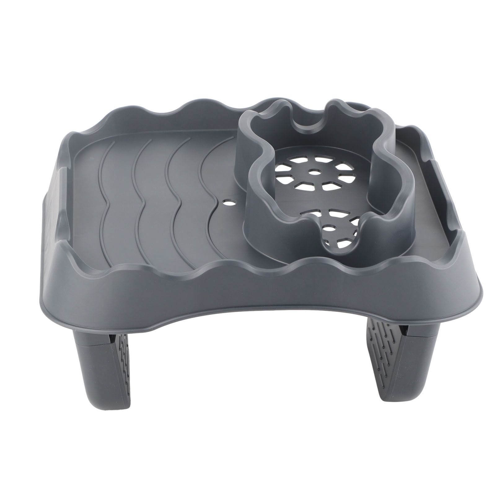 Hot Tub Table Tray with Drain Holes Anti Slip Adjustable Hot Tub Side Table for Swimming Pools SPA Bathtub Grey - Image 3
