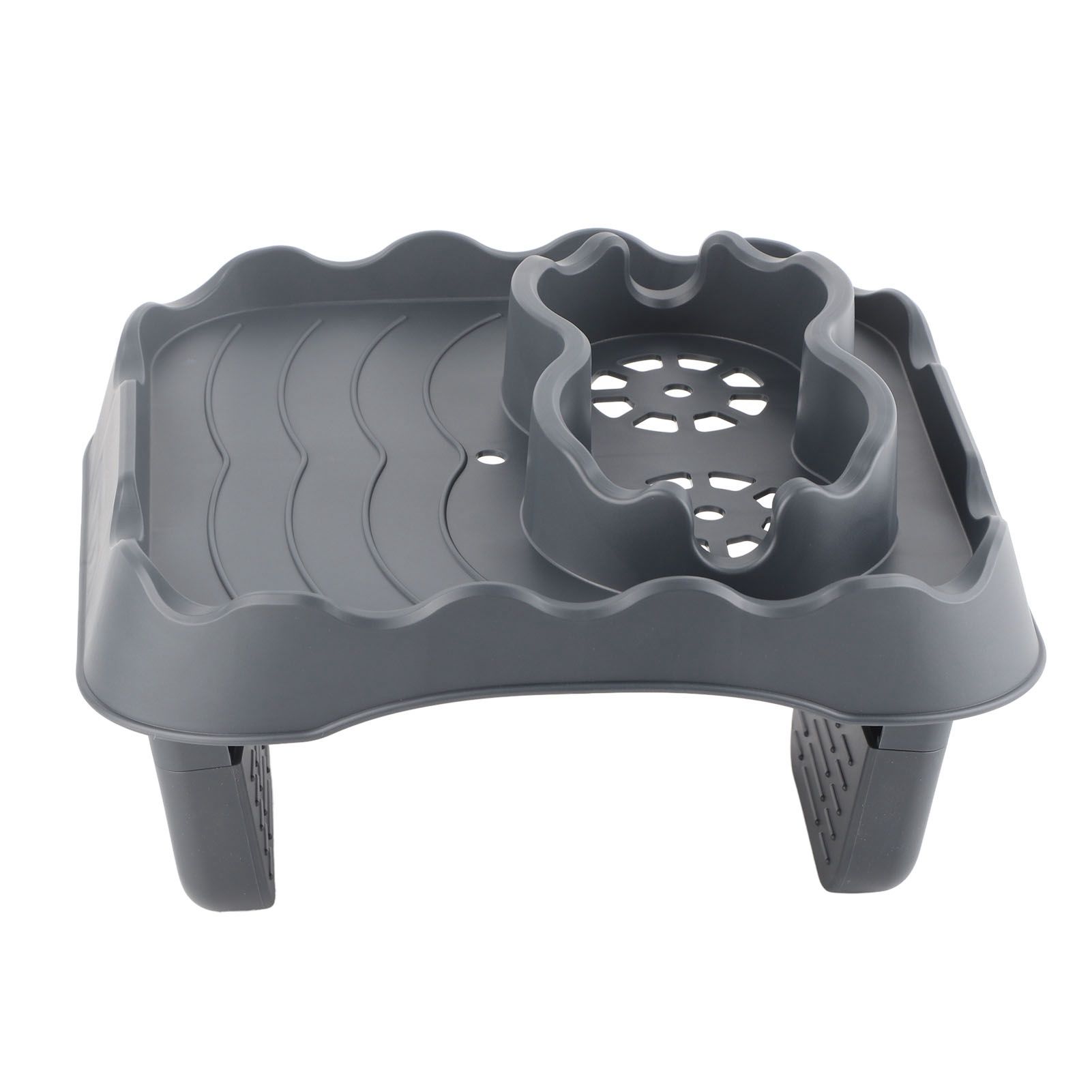 Hot Tub Table Tray with Drain Holes Anti Slip Adjustable Hot Tub Side Table for Swimming Pools SPA Bathtub Grey - Image 8